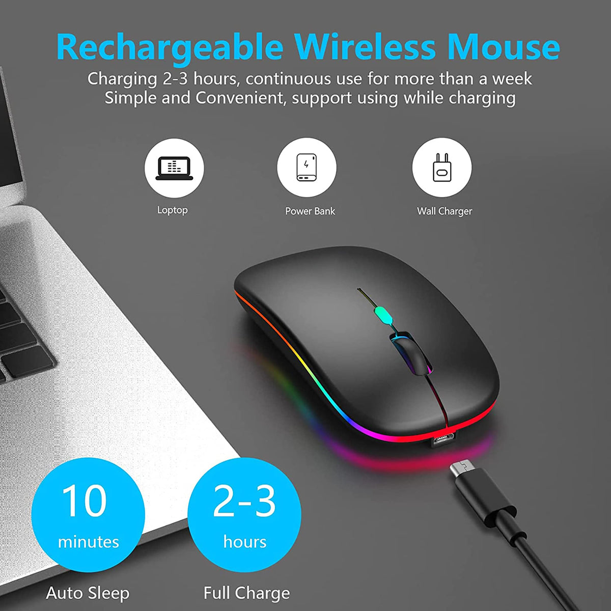 Wireless mouse rechargeable Dual Mode 2.4G & 5.0 Bluetooth Mouse for Laptop
