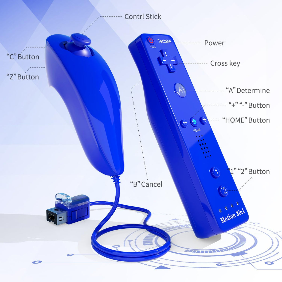 TechKen 2-Pack Wii Remote Plus with Built-in MotionPlus gyroscope, Compatible with all original Wii Remote accessories, Wii Controller for Wii/Wii U