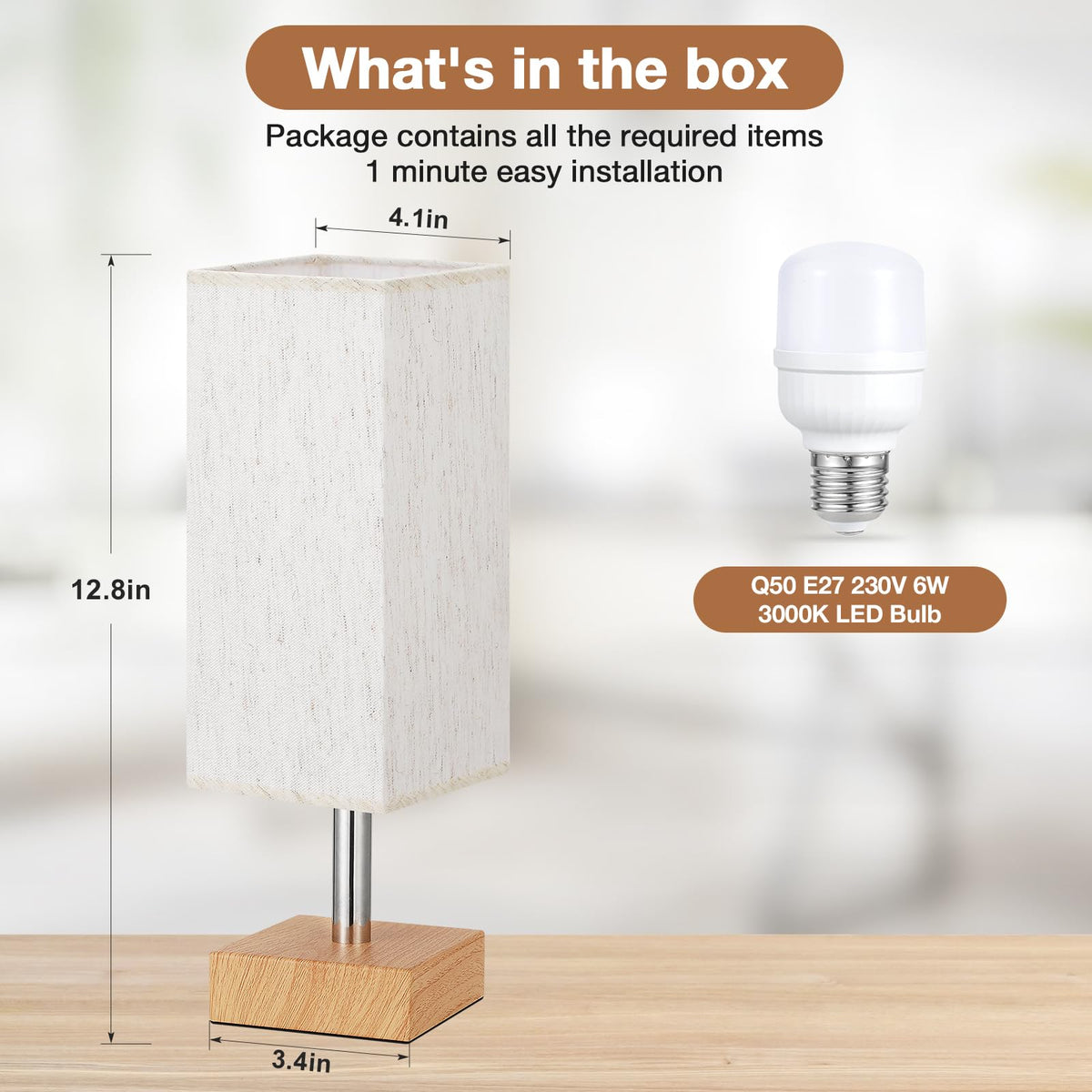 Aooshine Bedside Lamps, 3000K Warm Table Lamp for Bedroom Living Room