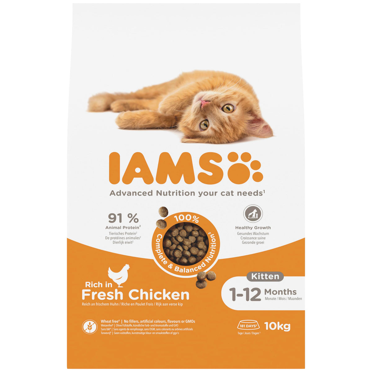 IAMS for Vitality Dry Kitten Food with Fresh Chicken, 3 kg, Packaging may vary