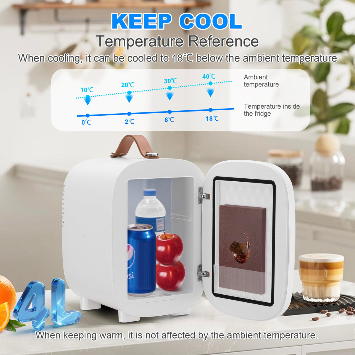 Enventor Mini Fridge 4 Litre/ 6 Can, Portable Cooler and Warmer, AC+12V DC