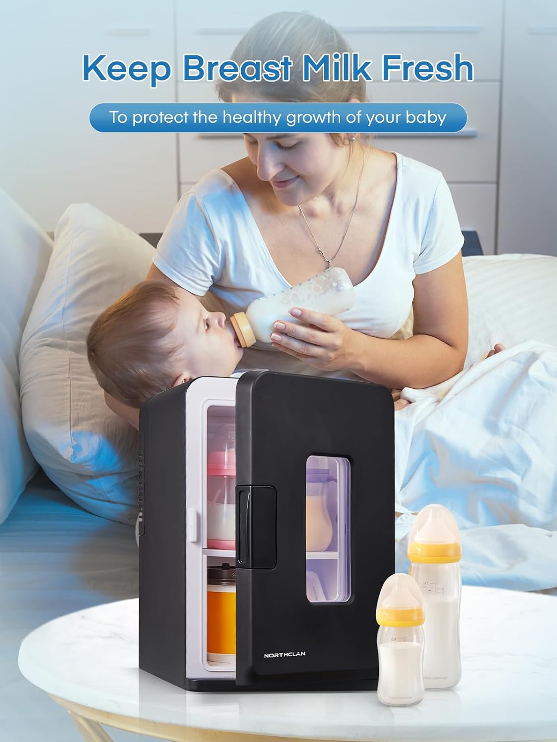 Mini Fridge 15L/21 Cans Mini Fridge for Bedrooms, Upgrade AC+12V DC Power Small Fridge for Dorm, Car, Office, Travel | Max & ECO Mode, Thermoelectric Cooler and Warmer | for Skincare, Beauty, Drink