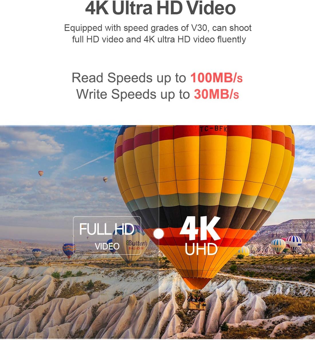 Netac 64GB MicroSDXC Memory Card, Micro SD Card R/W up to 100/30MB/s, TF Card 4K Full HD Video Recording, UHS-I, C10, U3, A1, V30, for Camera, Smartphone, Security System, Drone, Dash Cam