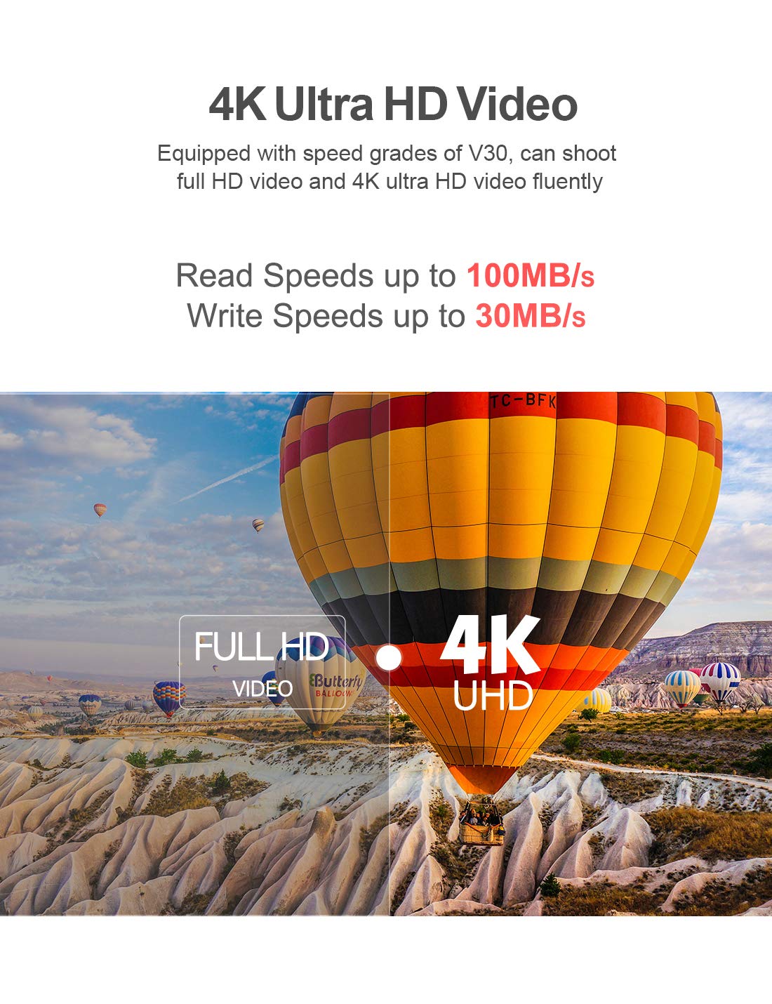 Netac 64GB MicroSDXC Memory Card, Micro SD Card R/W up to 100/30MB/s, TF Card 4K Full HD Video Recording, UHS-I, C10, U3, A1, V30, for Camera, Smartphone, Security System, Drone, Dash Cam