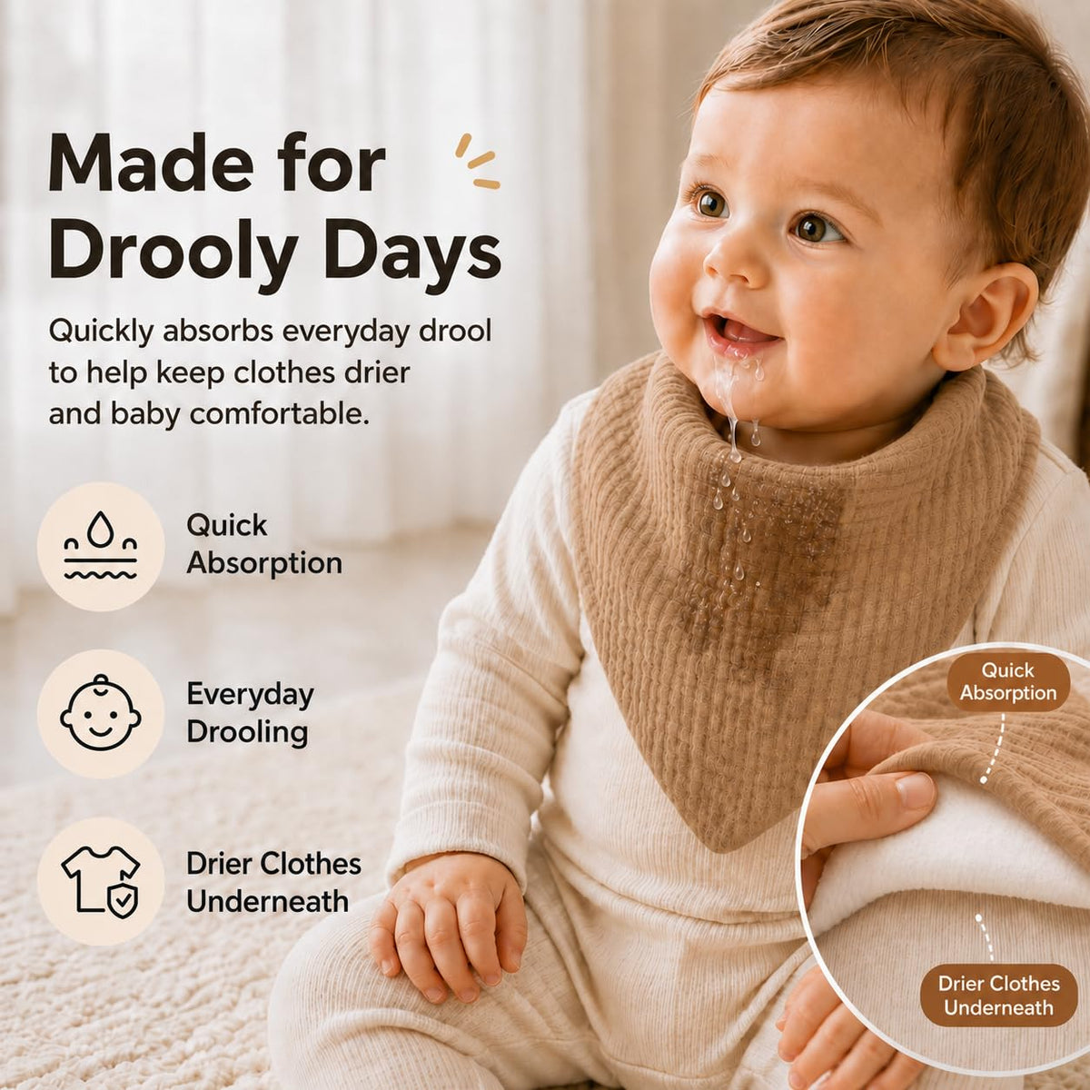 NISXABEBE Muslin Baby Bibs 6 Pack Dribble Bandana Bibs Cotton Drool Bibs for Teething Soft and Absorbent with Adjustable Snaps