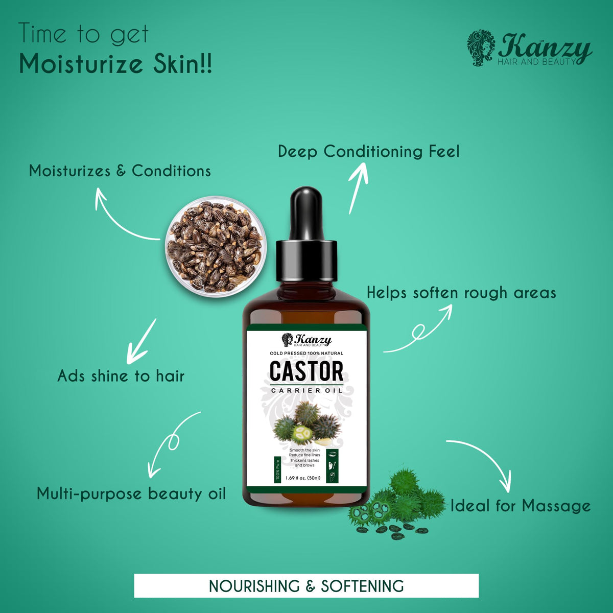 Kanzy Vitamin E Oil for Skin, Hair, Lips and Face - Naturally Sourced Multi-Purpose Plant-Based Vitamin E Oil for Hair Growth as Skincare and Haircare Product for both Men and Women (30 ml)