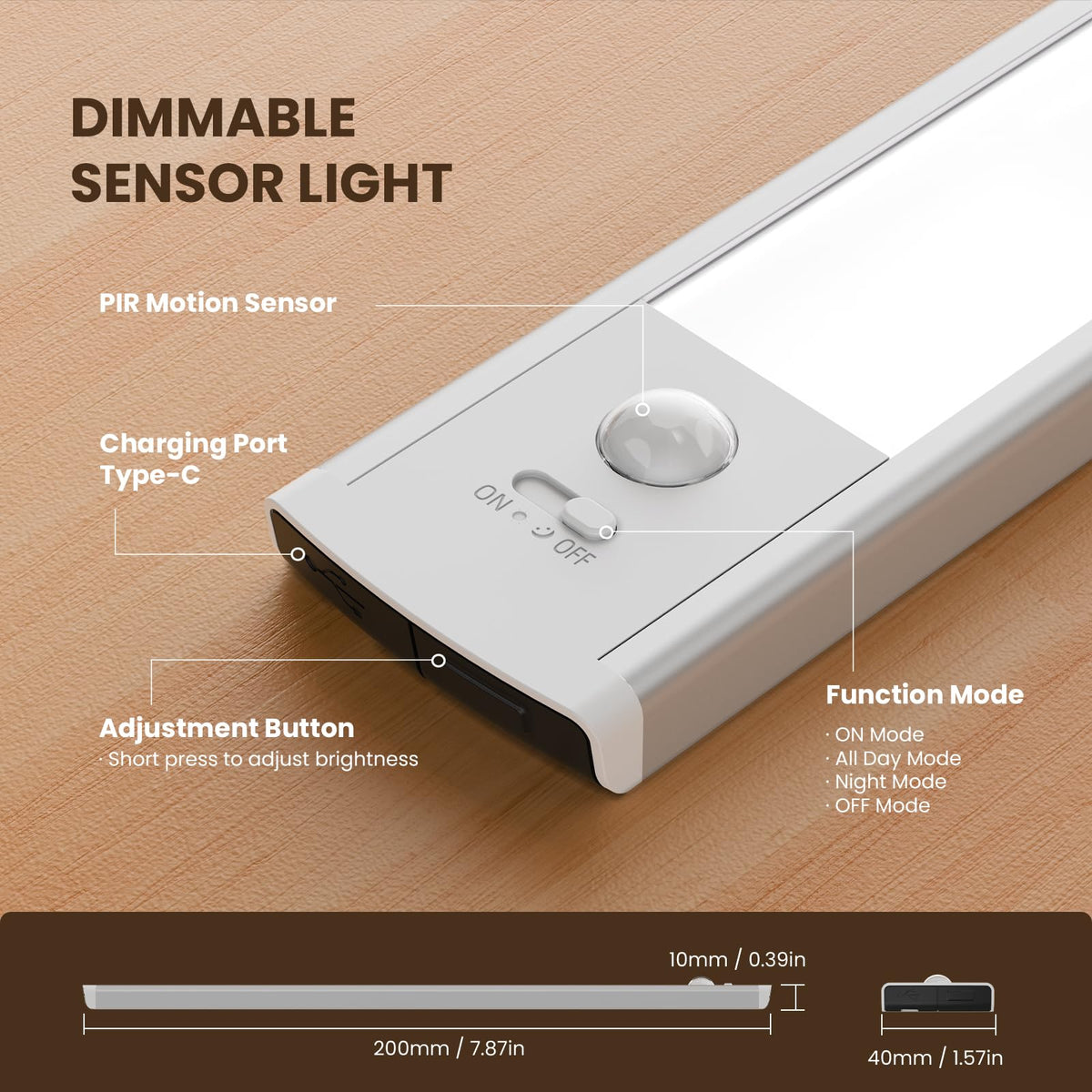 20cm Under Cabinet Kitchen Lights, Motion Sensor Lights Indoor