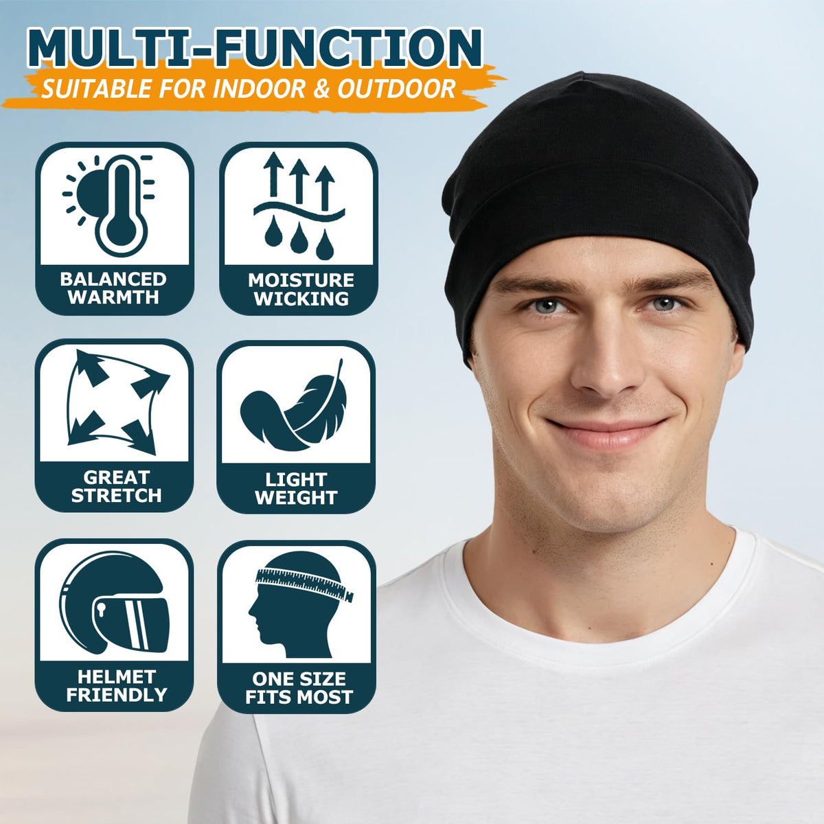 EINSKEY 100% Cotton Skull Caps for Men, Multipurpose Daily Wear Beanie Hat