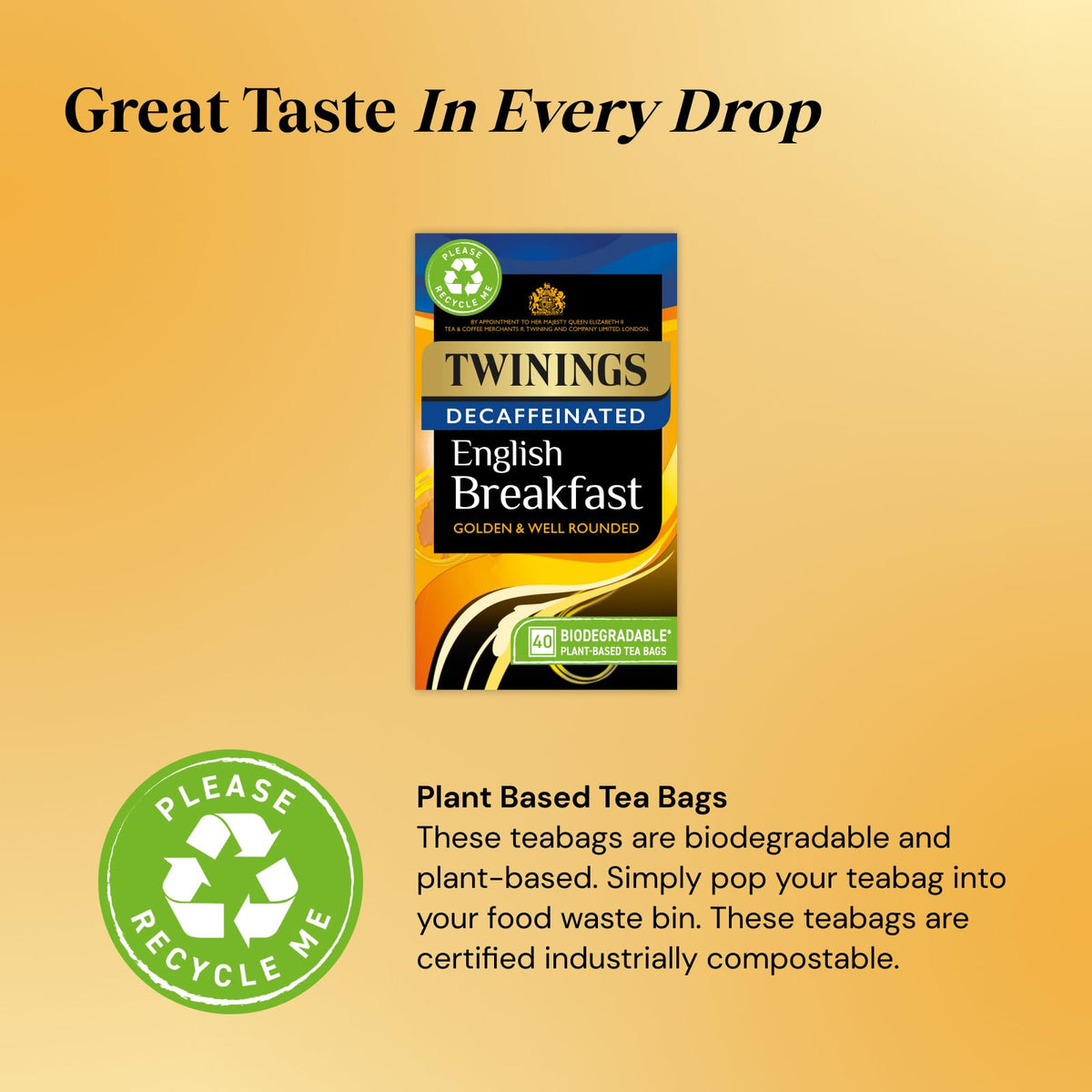 Twinings English Breakfast Tea, 4 x 80 Biodegradable Plant-Based Tea Bags