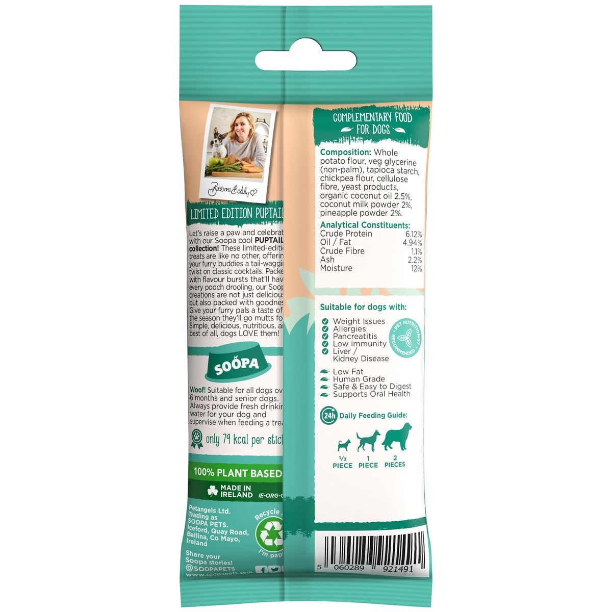 Soopa Carrot & Pumpkin Dog Dental Sticks, Chews to Clean Teeth, 100 g, 1-Pk