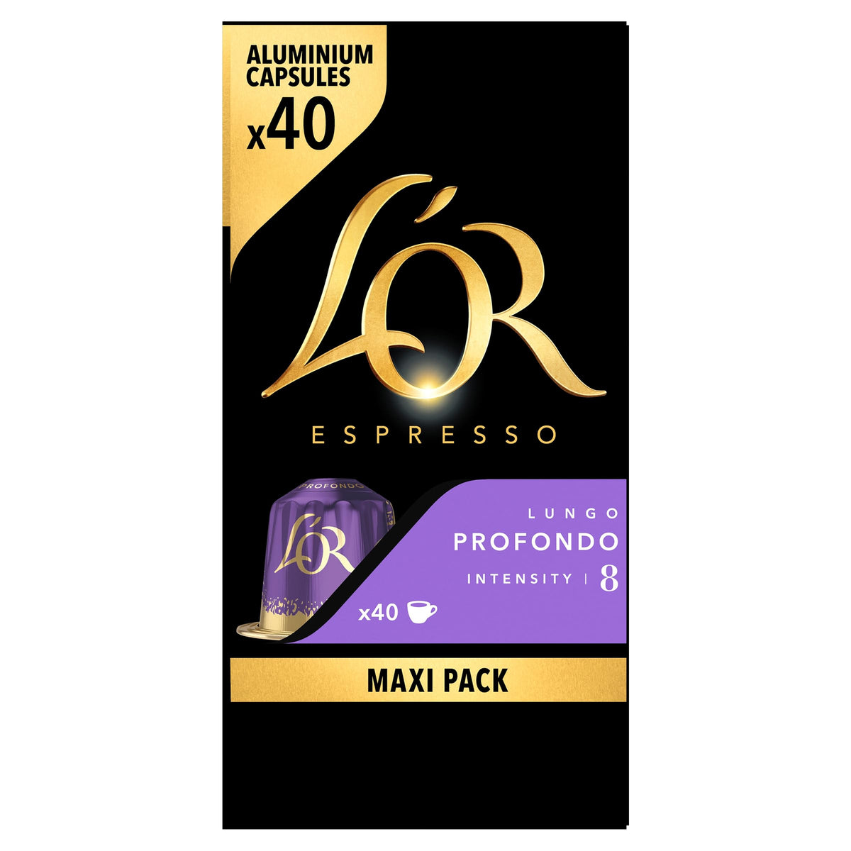 L'OR Espresso Lungo Profondo Coffee Pods x40, Pack of 1, Total 40 Capsules