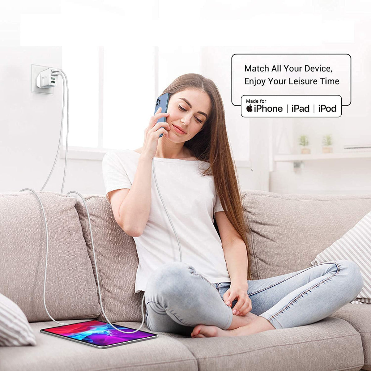 2Pack 2M iPhone Charger Cable, MFi Certified Lightning Cable Fast Charging Braided iPhone Charger Fast Charge USB Charging Lead for Phone 14 13 12 11 Pro Max XS XR X 8 7 6 Plus 5 SE, iPad and iPod