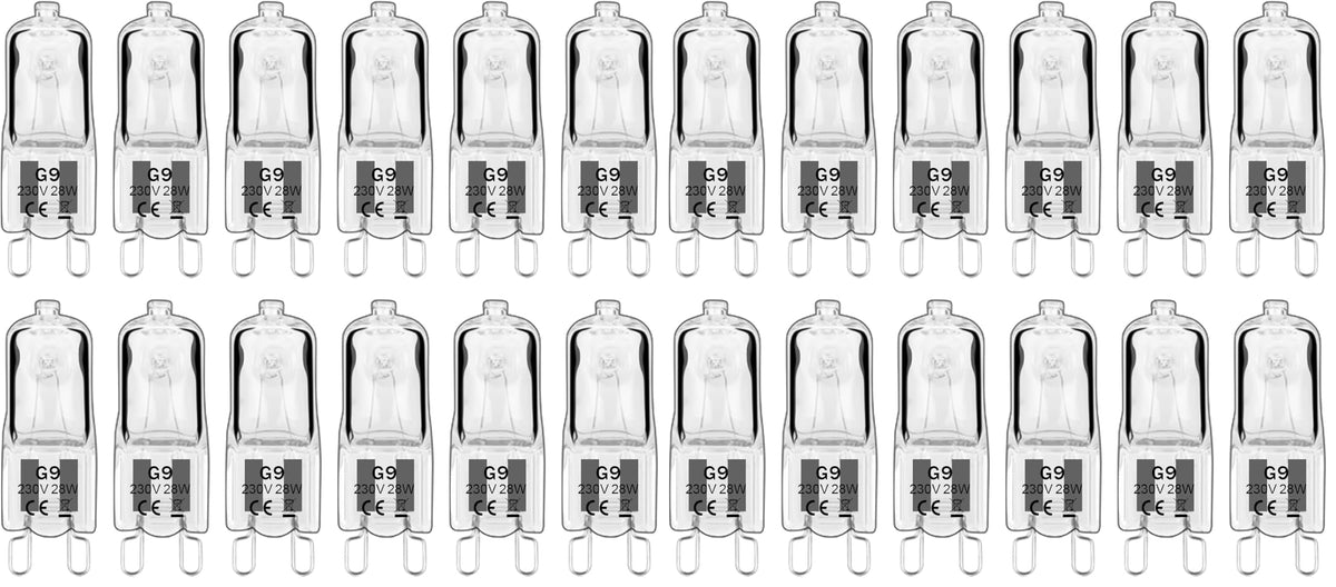 Haraqi 12 Pack G9 Halogen Bulbs 28W 230V 2800K Warm White 310Lm