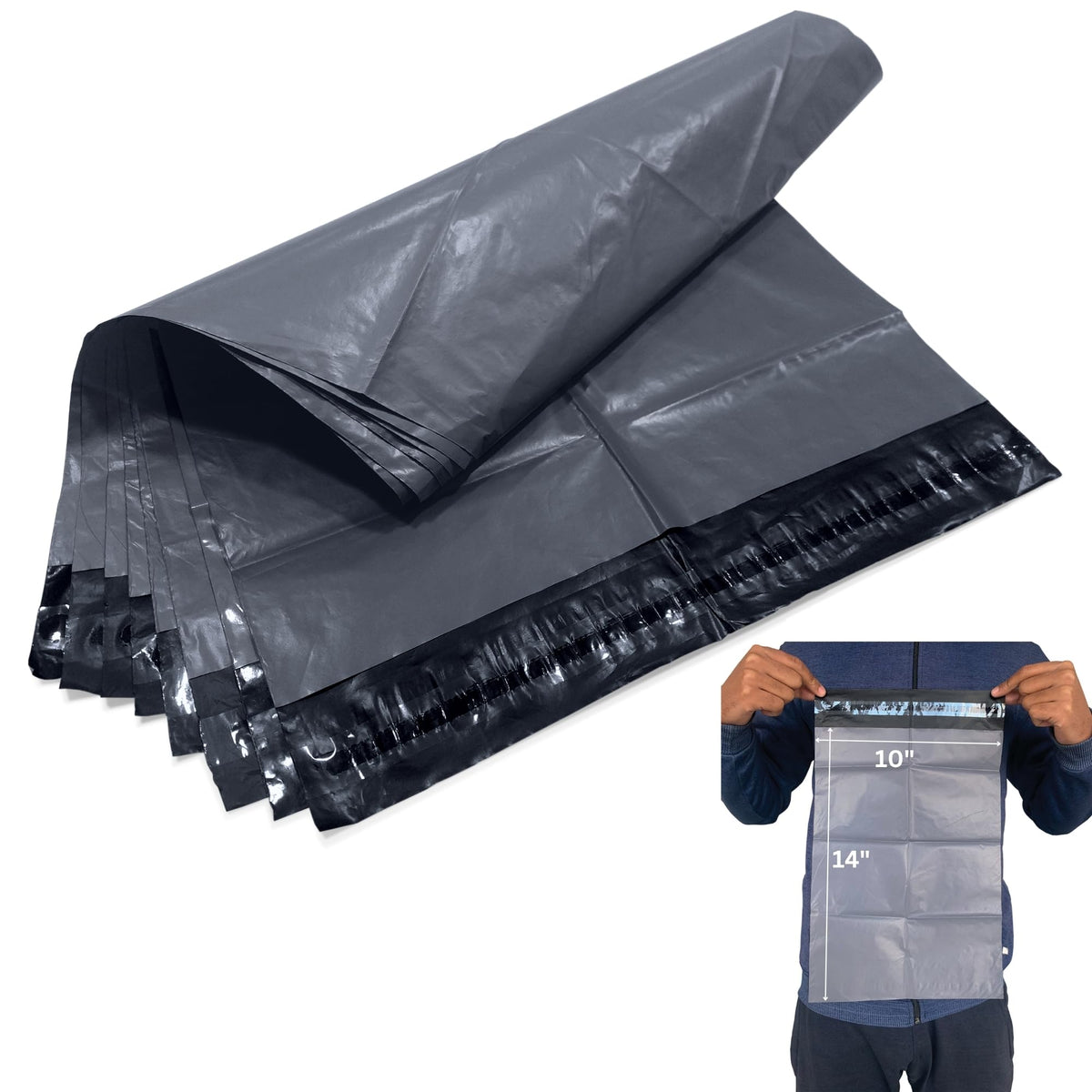JeeJaan® 200 Small Grey Parcel Bags 4" x 6" (102 x 152mm) Strong Poly Mailer Small Postage Mailing Bags Courier Shipping Postal Bags - Posting Packing Envelopes