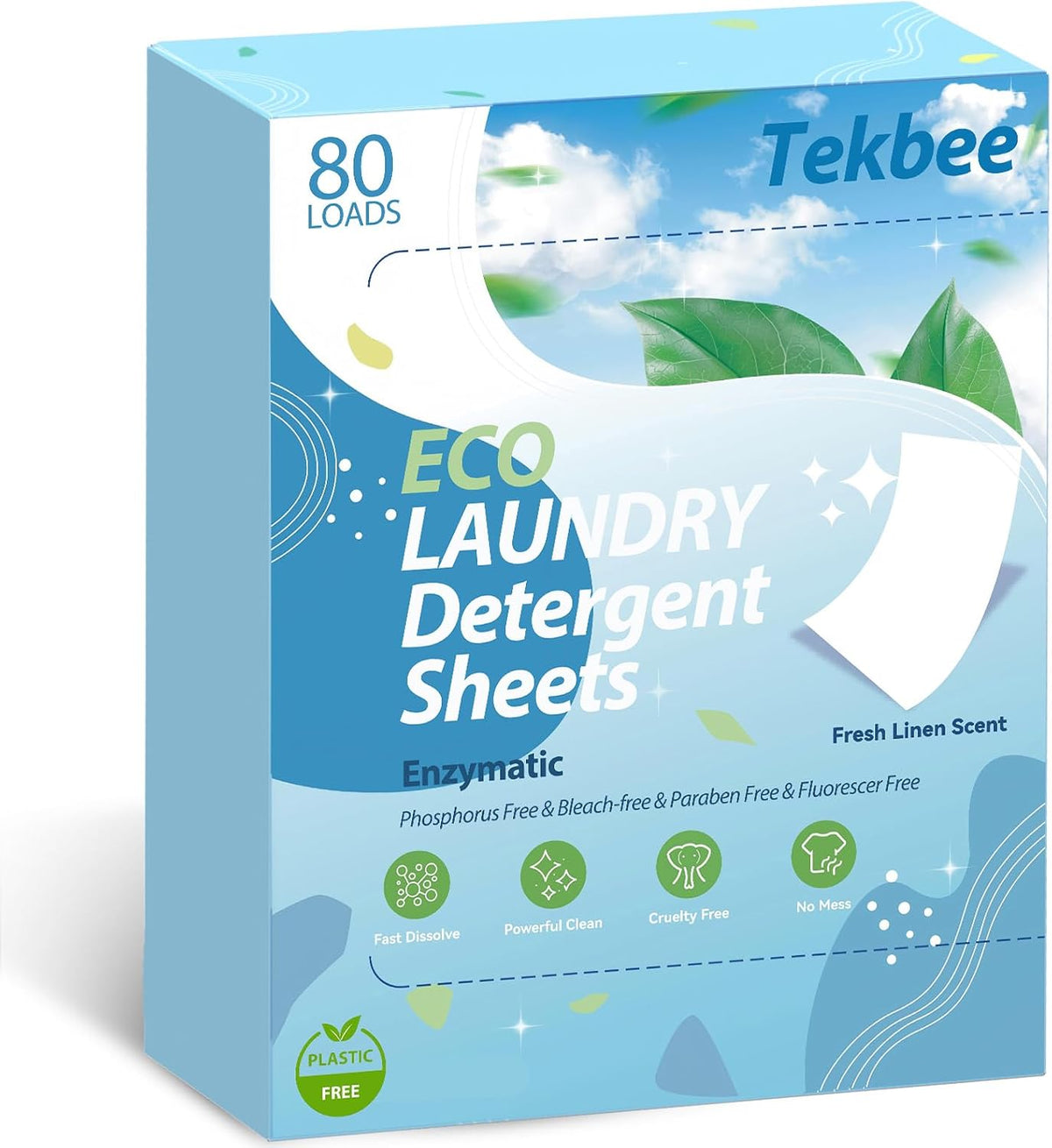 Laundry Detergent Sheets – Biodegradable, Plant-Based, Plastic-Free – 80 Washes, Linen Fresh – PreDosage for Eco-Friendly, Compact & Mess-Free Laundry