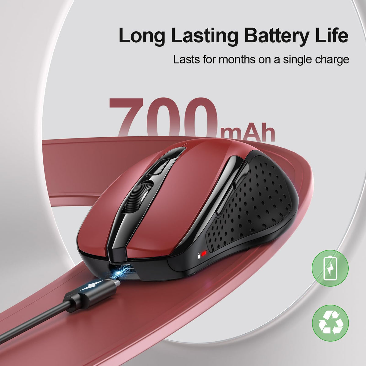 TECKNET Bluetooth Mouse, Rechargeable Bluetooth Wireless Mouse