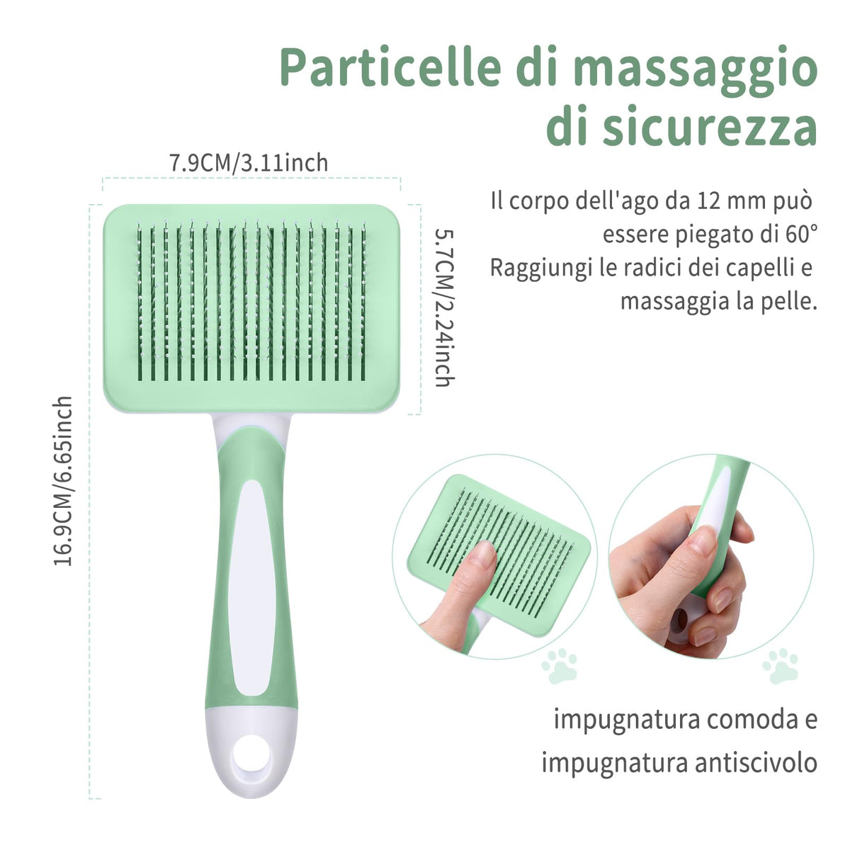 Vinabo Cat Dog Comb Brush, Cat Brush Grooming Comb, Self Cleaning Slicker Brushes, Pet Grooming Tool with Cleaning Button for Dog Shedding Tools