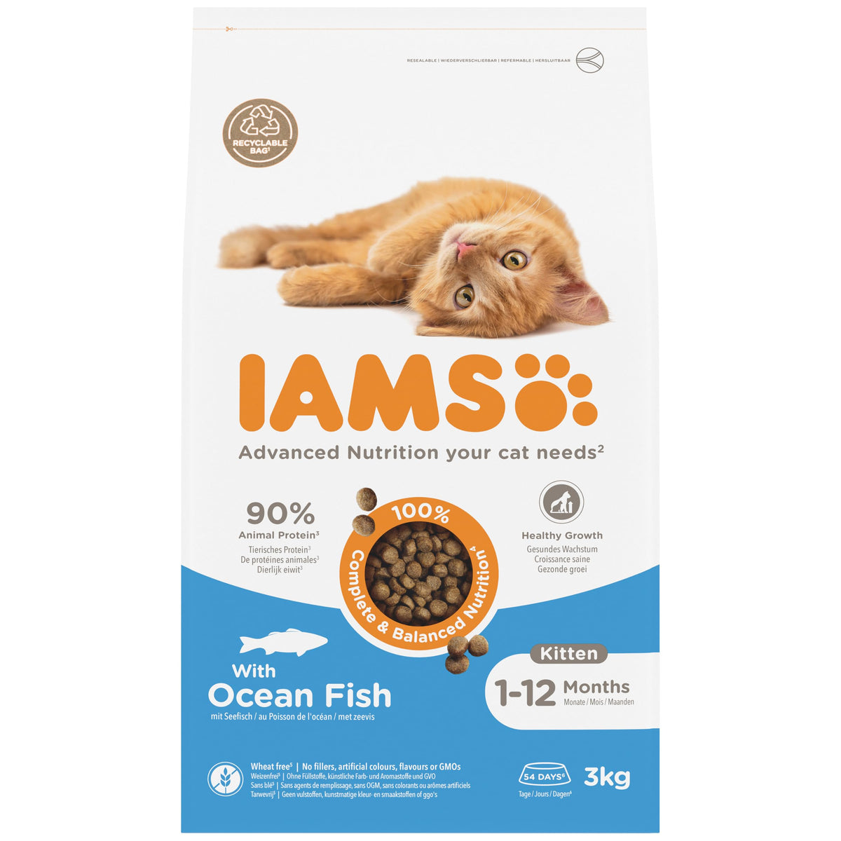 IAMS for Vitality Dry Kitten Food with Fresh Chicken, 3 kg, Packaging may vary