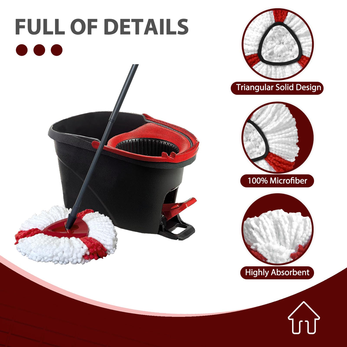 5 Pack Mop Heads for Vlieda Turbo EasyWring 1-Tank System