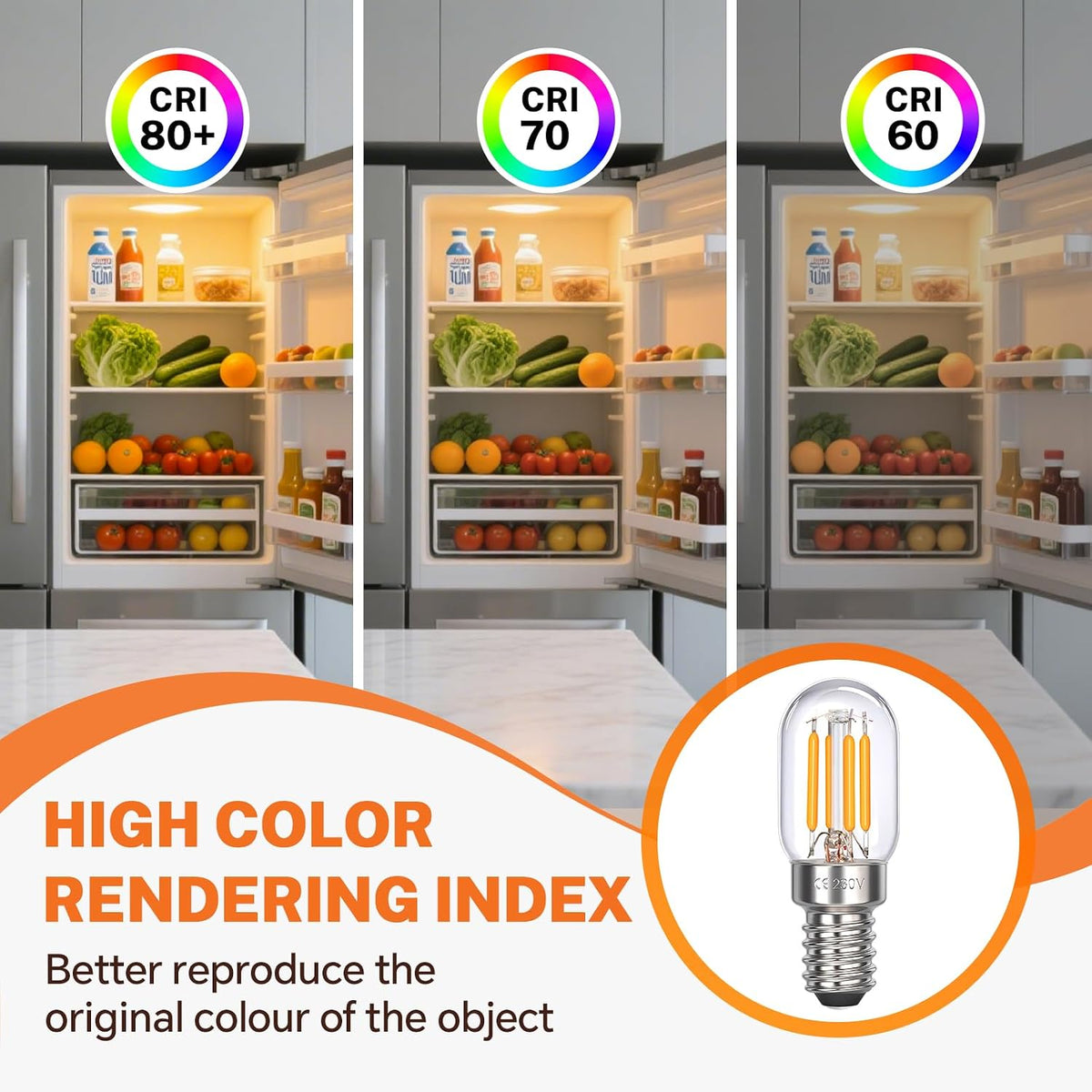 E14 Cooker Hood Light Bulbs Cool White 6000K, 400LM, 230V, T25 LED 4W Replacement for E14 Tubular Bulb 40W 28W, Small Screw Extractor Fan Bulbs, ses Retro Filament LED, Not Dimmable, pack of 2