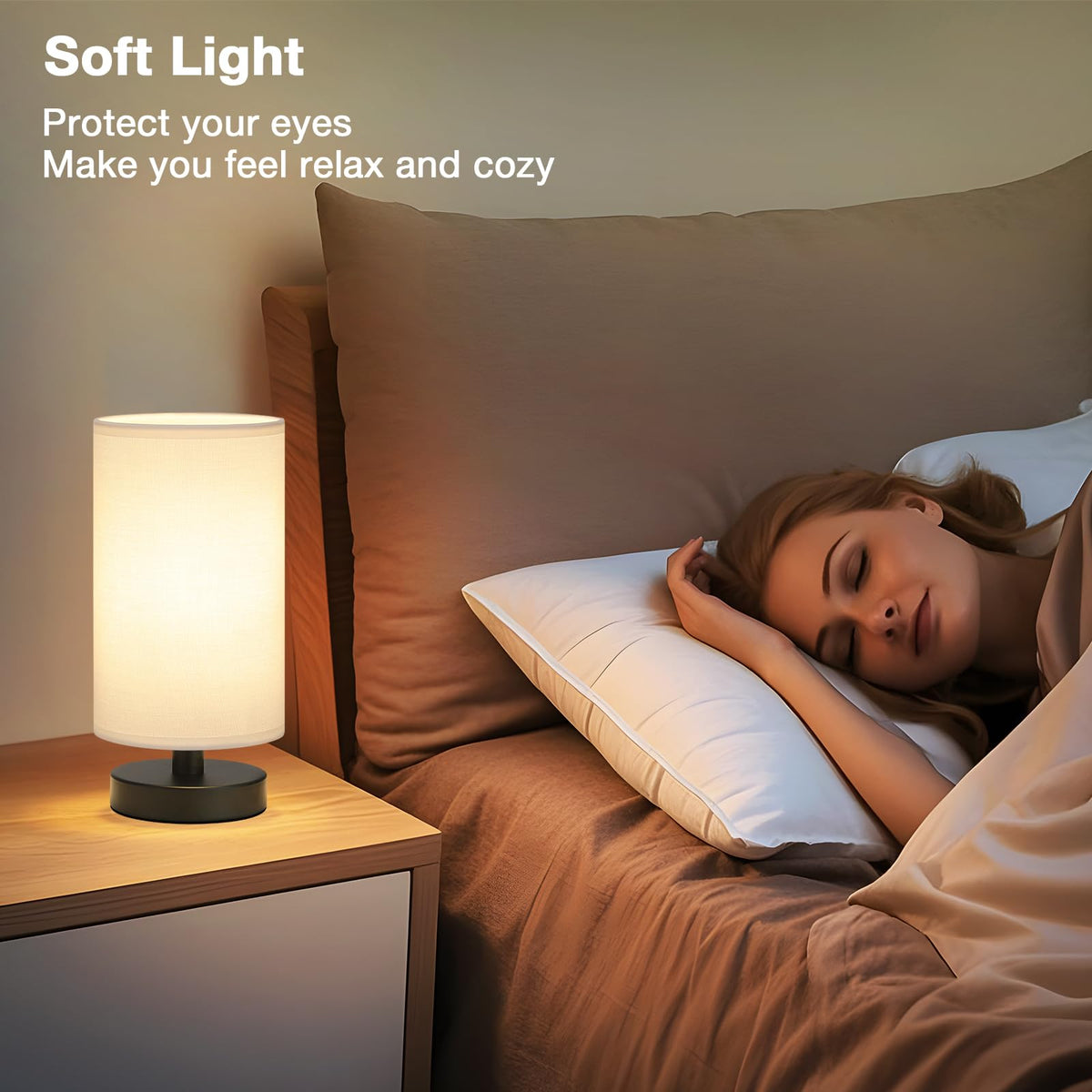 Aooshine Bedside Lamps, 3000K Warm Table Lamp for Bedroom Living Room