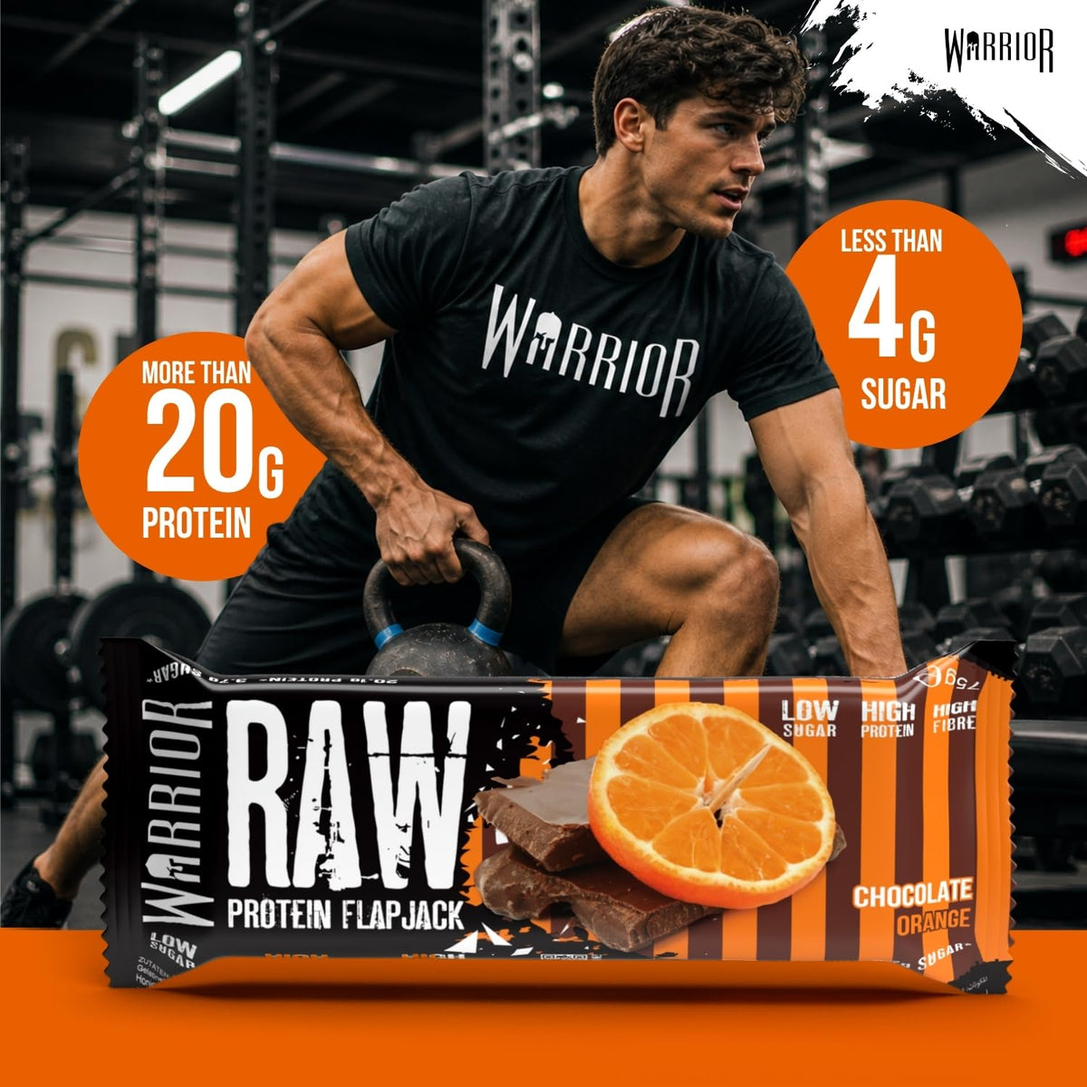 Warrior RAW Protein Bars 12 x 75g High Protein Oat Flapjack Snack