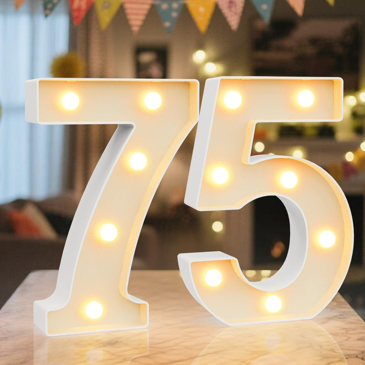 Ledido Pink Glitter Light Up Number 80 for 80th Birthday Decorations