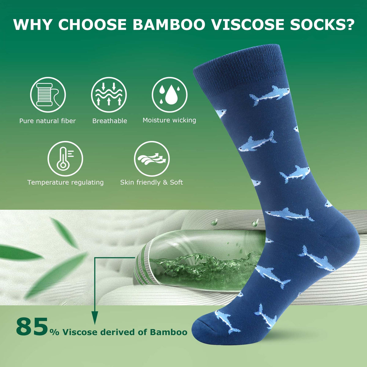 WeciBor Men's Bamboo Seamless Socks 6/12 Pack