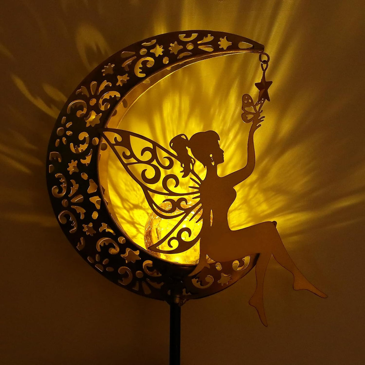 ZKLiLi Solar Lights Fairy Garden Decorations Gift,Outdoors Waterproof IP65 Crackle Glass Globe,Warm LED Light for Pathway Lawn Patio Courtyard Gifts for Mum Grandma Women