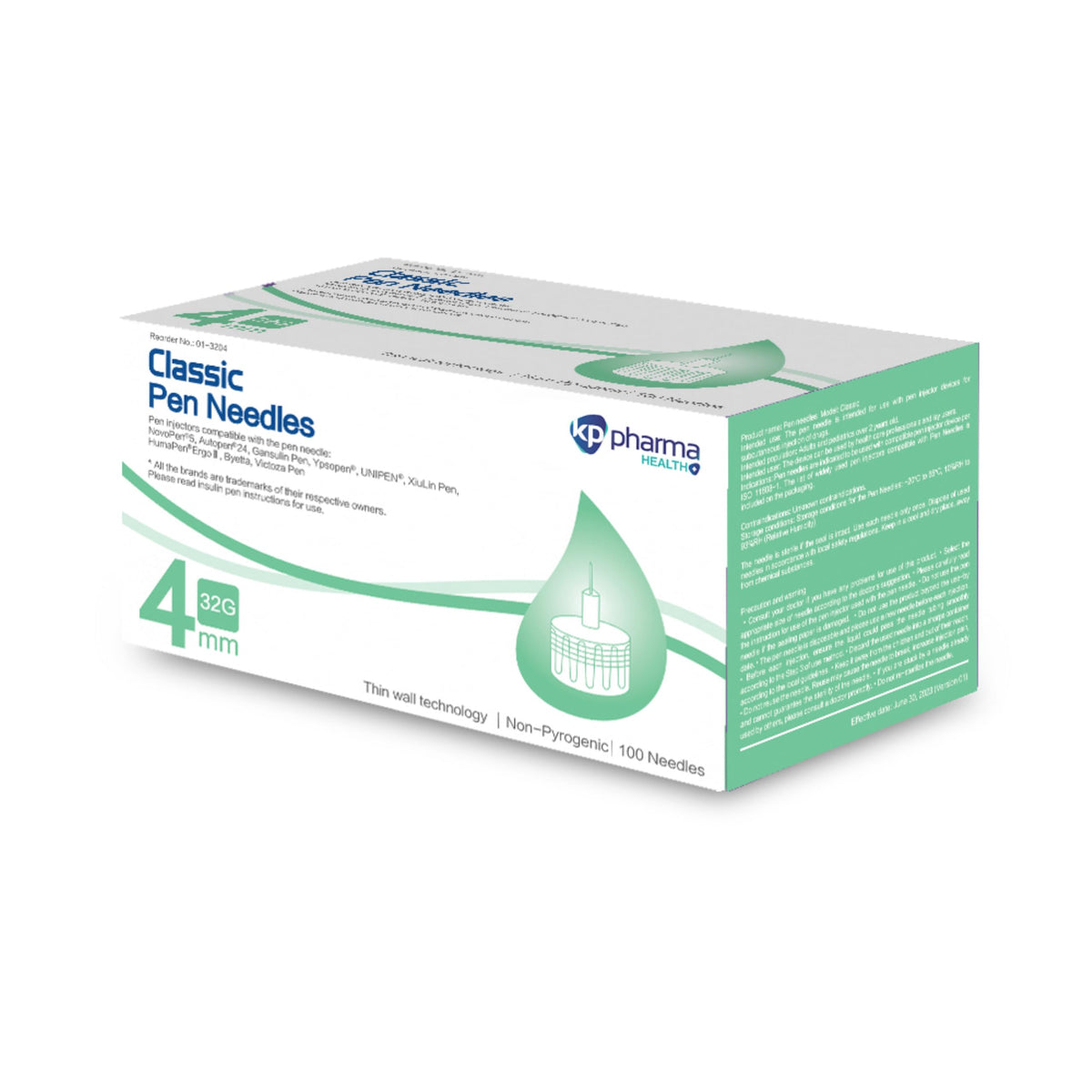 KP Pharma Classic Pen Attachment 31G x 5mm – Pack of 100 | Silicone Coated Individually Sealed Clean Attachment | Compatible with Most Pens | Latex-Free Pen Attachment