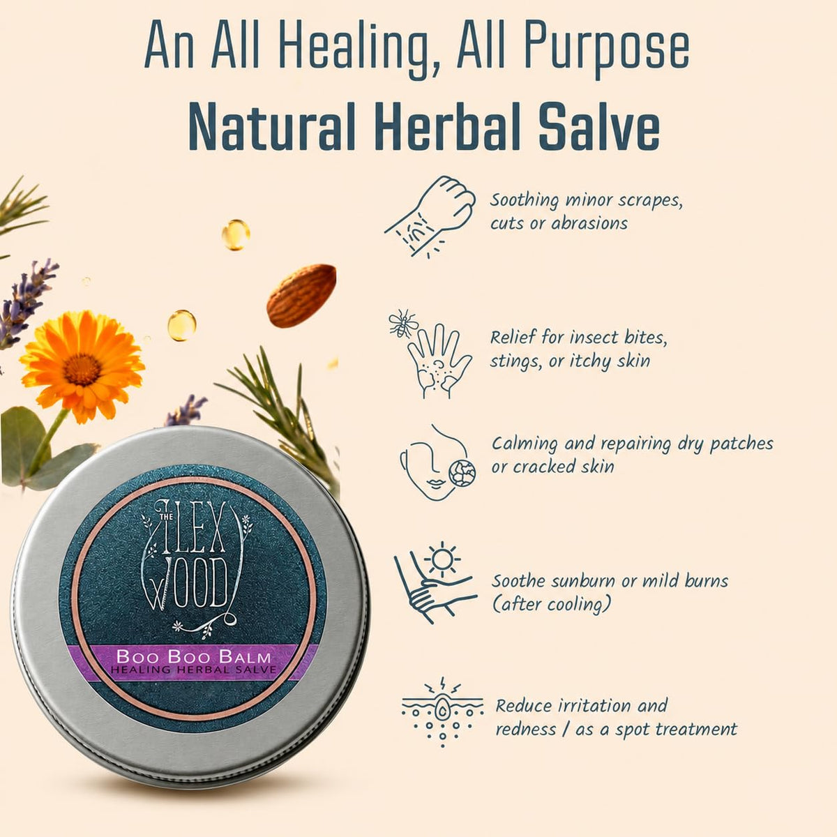 The Ilex Wood - Herbal Salve Gift Set - 100% Natural Handmade, Cruelty & Plastic Free. Skin irritation, scrapes, bites, stings soothes rashes, itching, dry skin, eczema, chapped hands. 3 x 100ml