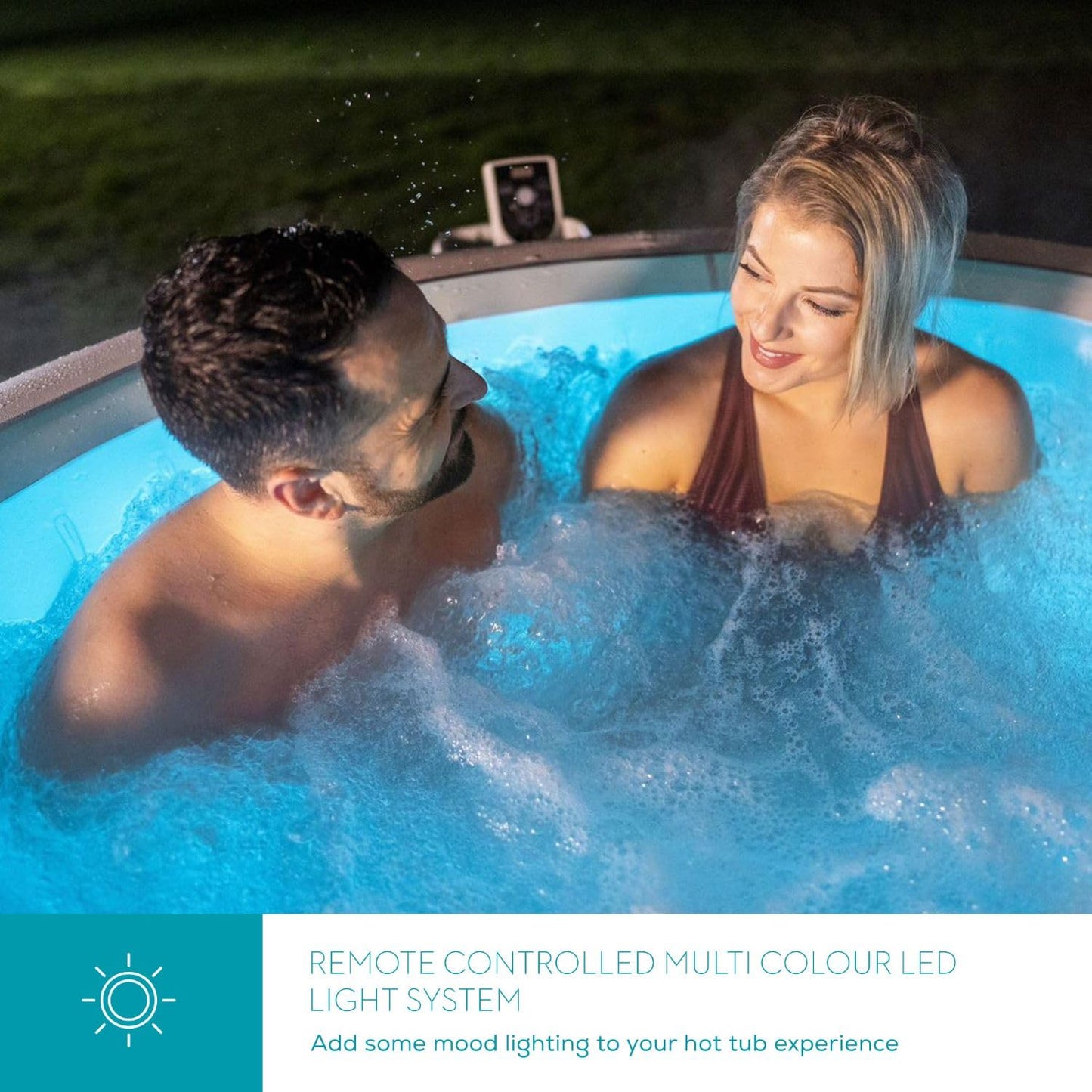 Lay-Z-Spa Paris Luxe AirJet Inflatable Hot Tub with 140 AirJets, LED Lighting System, FreezeShield, Energy-Saving Timer & Ultra-Durable TriTech Construction, Fits Up to 6 People