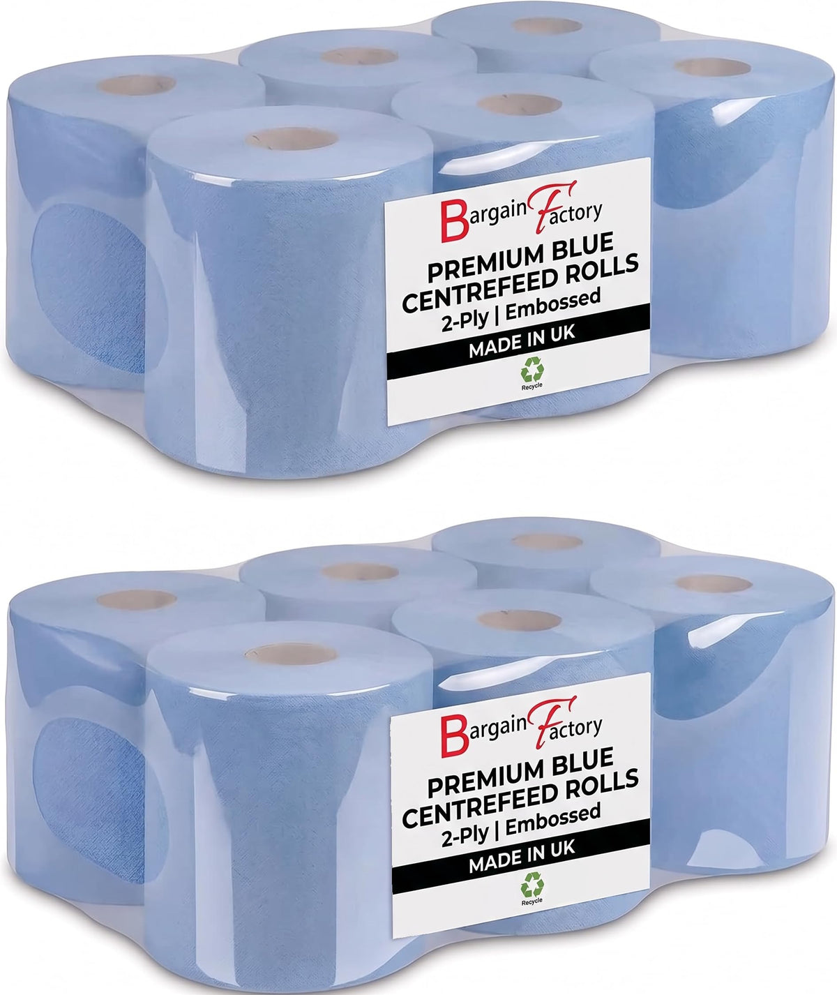Bargain Factory Blue CENTREFEED Rolls 2 PLY 18 Pack Paper Towels Hand Towel Tissue Premium Quality Wall Mounted Lockable Rolls 100m