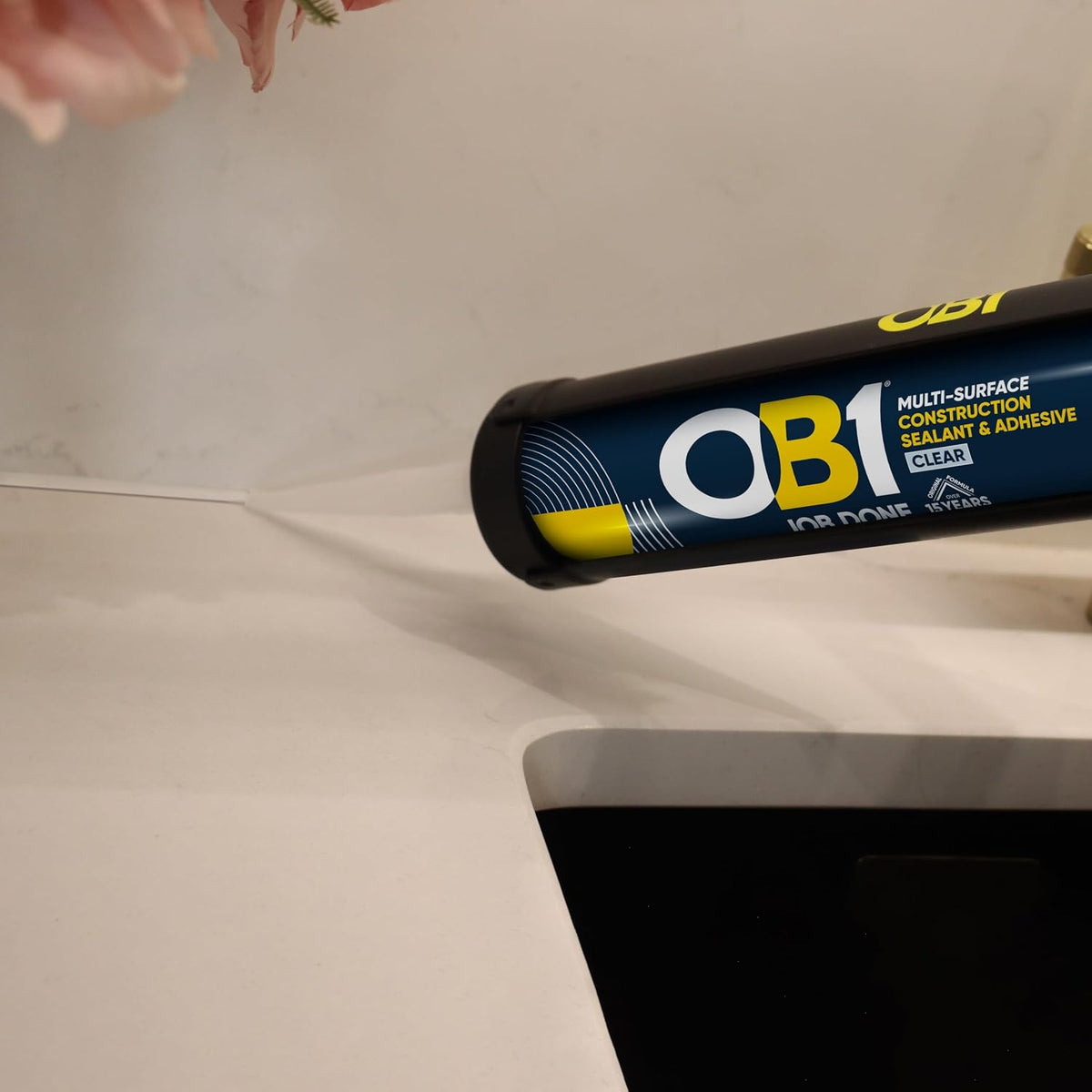 OB1 Clear Multi-Surface Construction Sealant & Adhesive, 290ml 2in1 formula