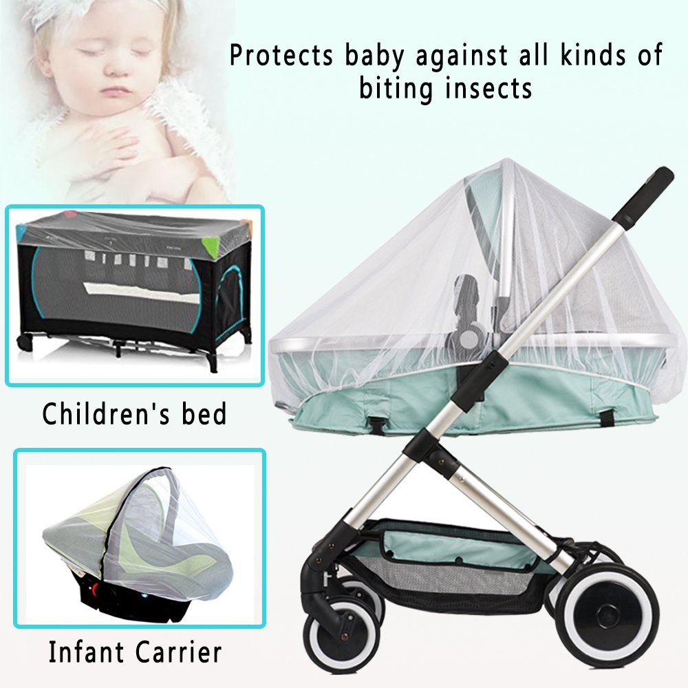 Pram Net, Universal Mosquito Fly Bug Insect Net Protection Cover for Buggy Carrycot Bed Stroller Bassinet Basket Jogger Travel Cot