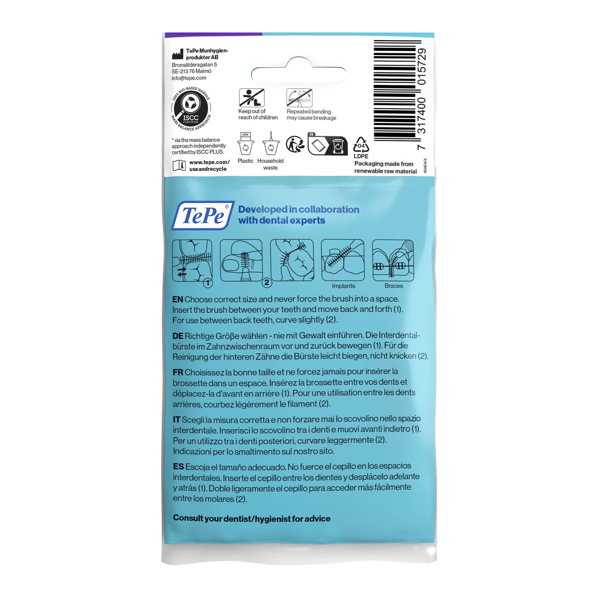 TePe Interdental Brush, Original, Blue, 0.6mm/ISO 3, 8pcs