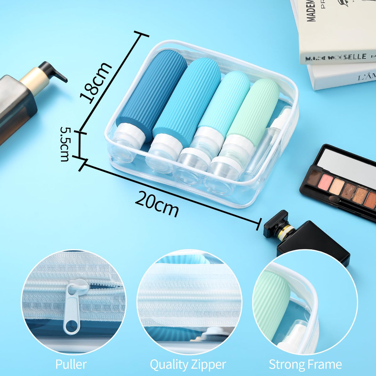 Mrsdry Travel Bottles for Toiletries, 16 Pack Silicone Travel Bottles Set, Leakproof Travel Size Toiletries, BPA Free Travels Containers for Toiletries, Traveler Accessories for Shampoo Conditioner