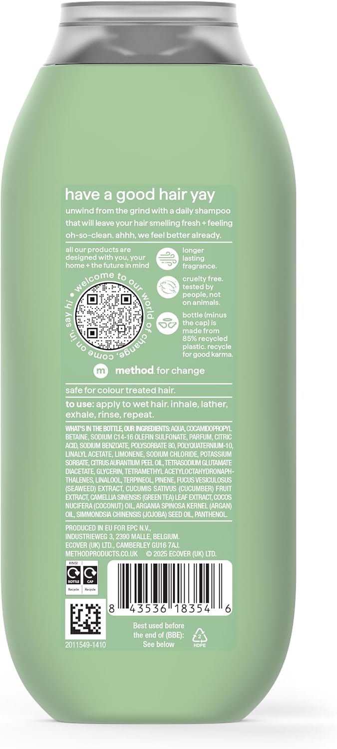 Method Daily Zen Shampoo, Cucumber & Green Tea, Sulphate Free, 350ml
