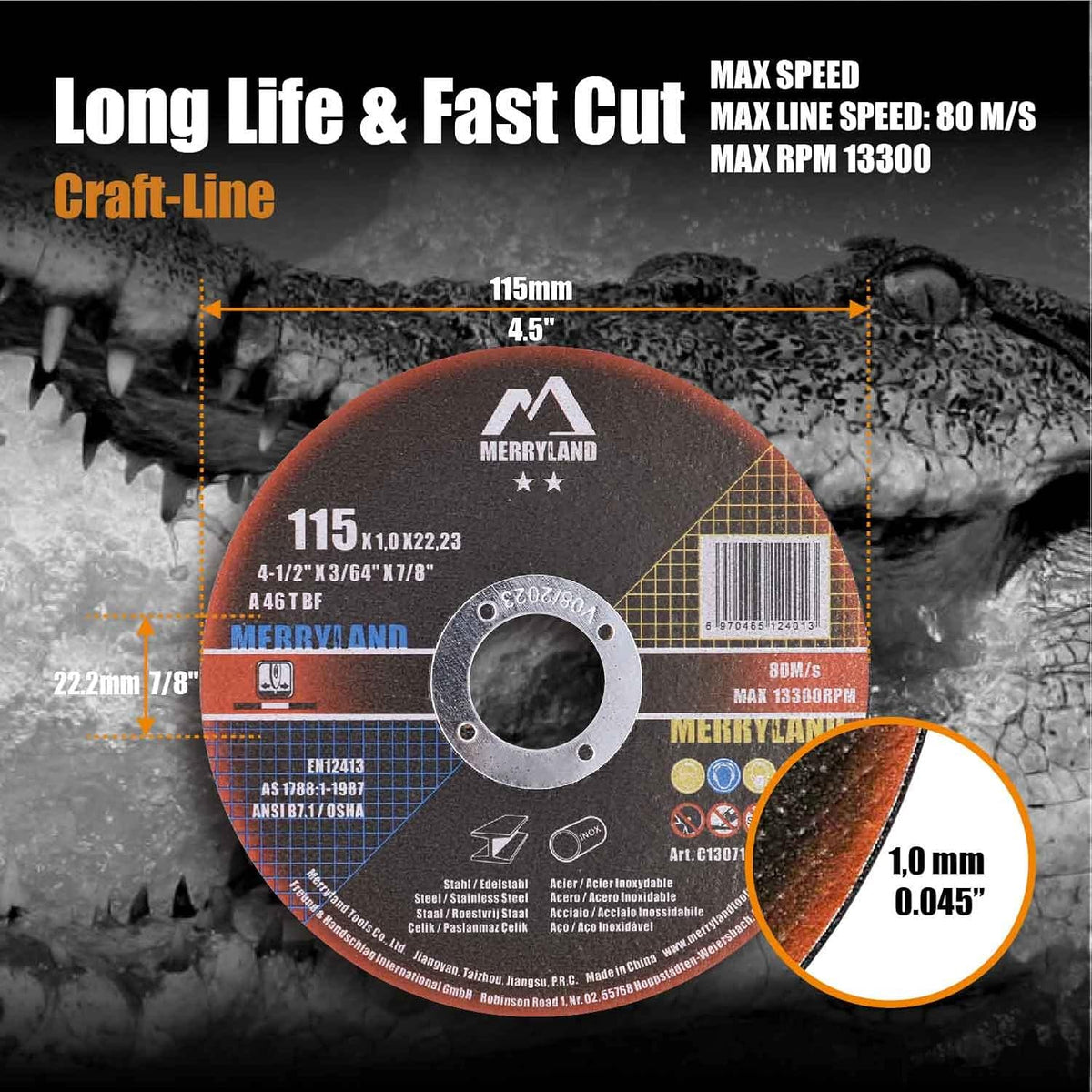 Merryland 50 Pack Cut Off Wheel 115 mm Cutting Metal Steel Craft-Line