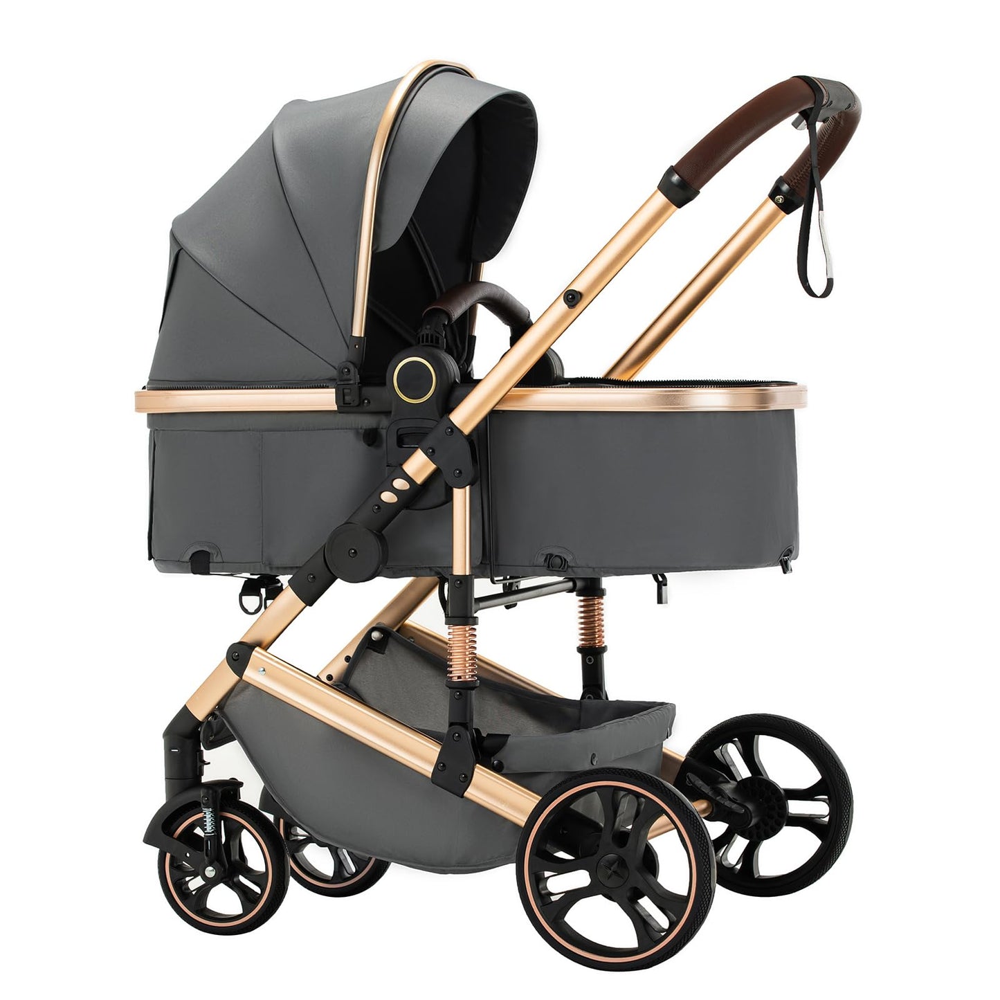 3 in 1 Pram Pushchair Aluminium Frame High Landscape Combined Buggy Lightweight Folding Stroller 3 in 1 Travel System Pram for Newborns Toddlers 0-36 Months from Birth (H9-Pink, H9)
