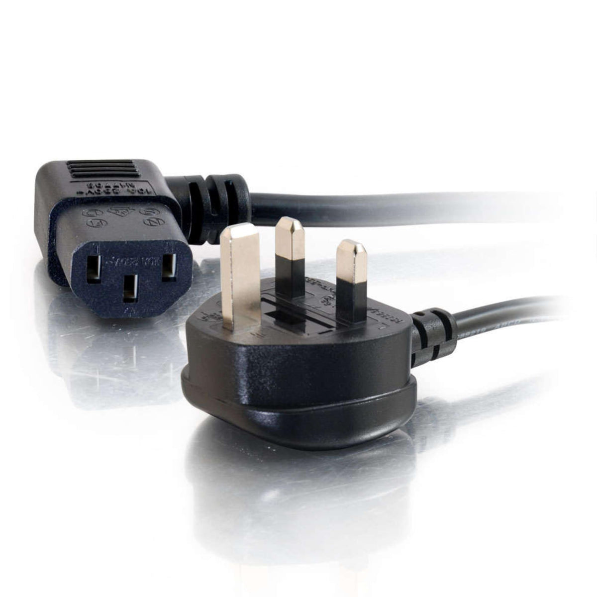 C2G C2G82037 10 Metre 17 AWG 90 degree power cable (IEC320C13R to BS1363) Right Angle Kettle lead, Black