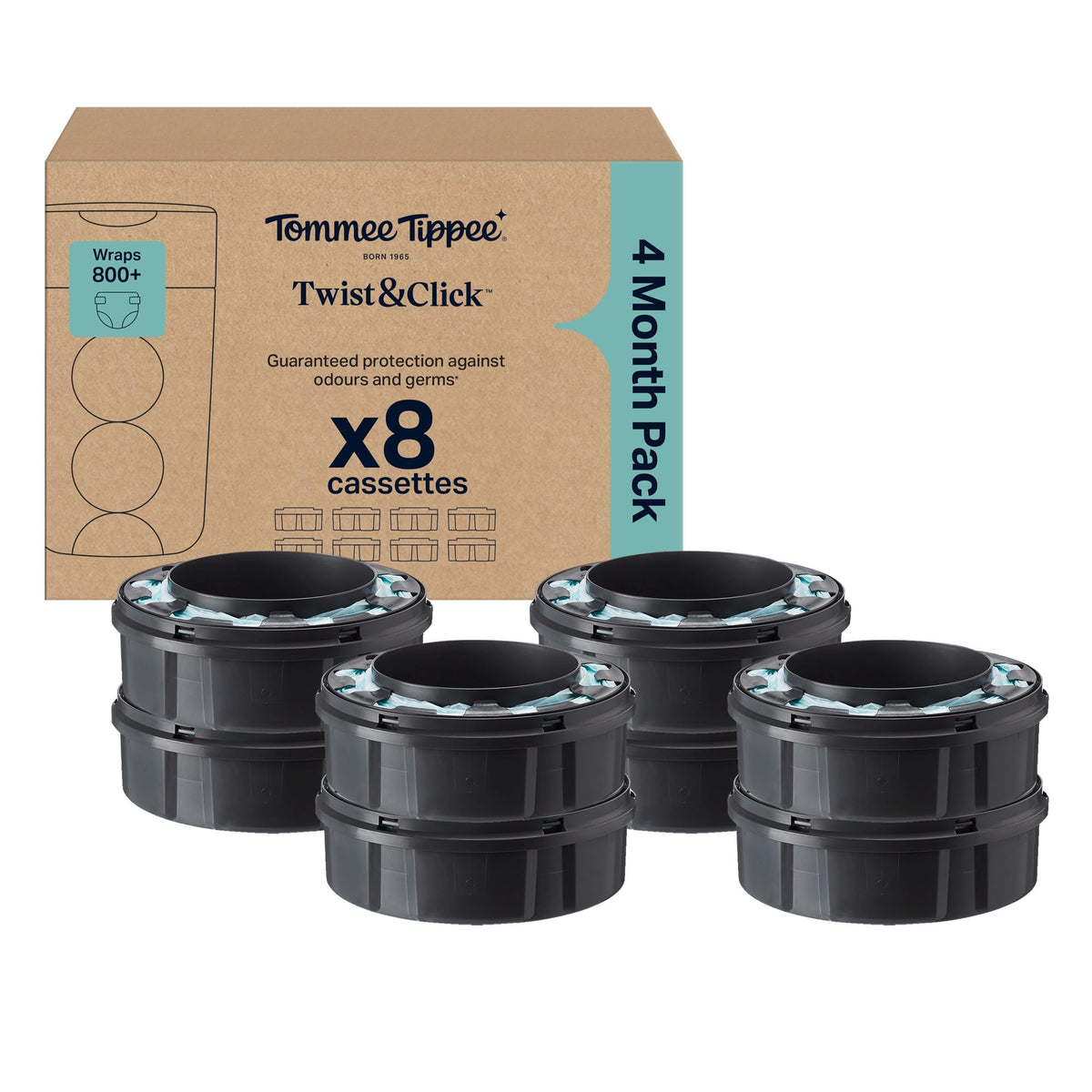 Tommee Tippee Twist & Click Nappy Bin Refill Cassettes Pack of 4