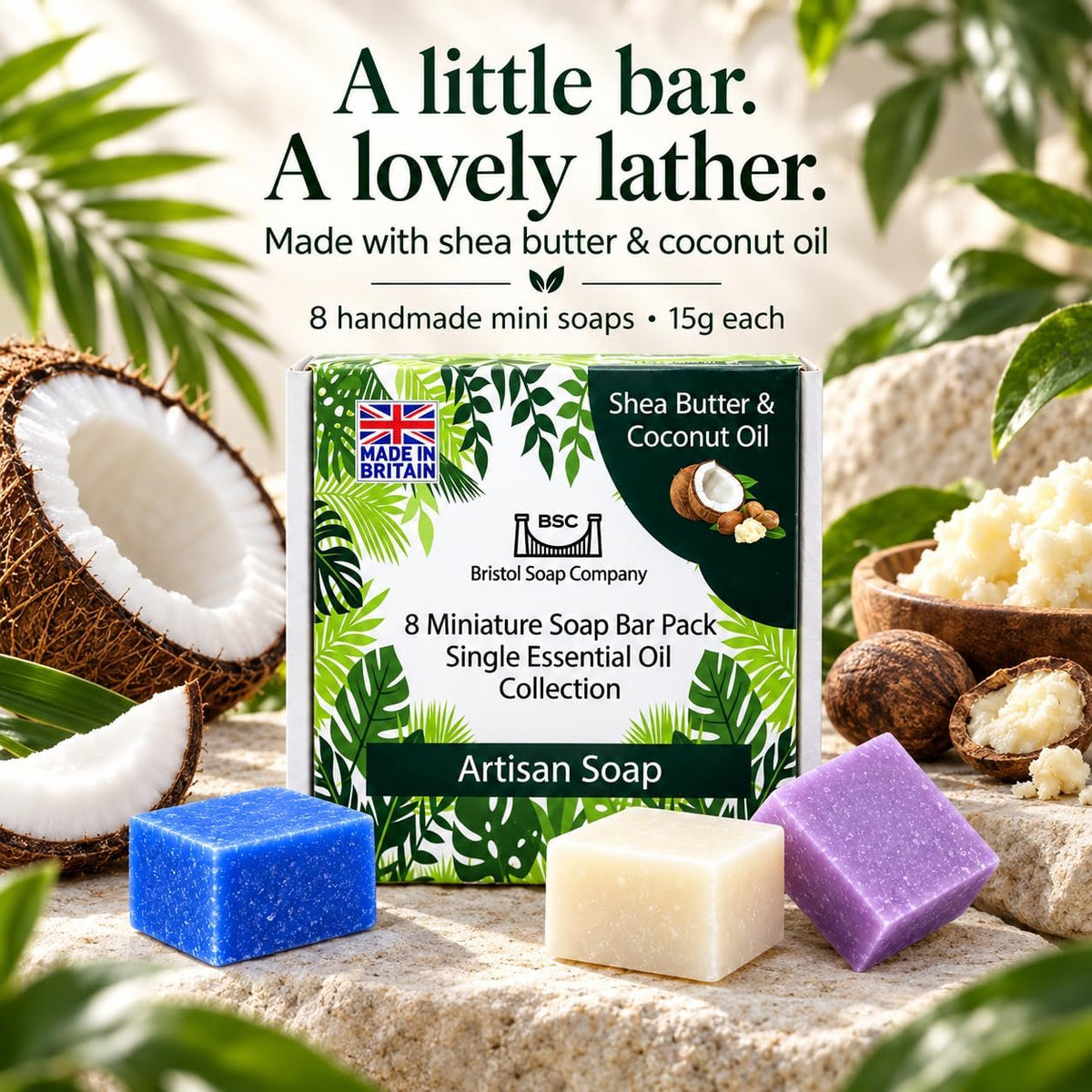 Artisan Mini Soap Bar Pack, 8 Handmade Soaps (8 x 15g)