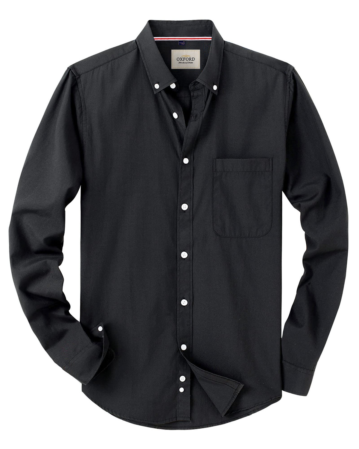 J.VER Men's Long Sleeve Oxford Shirts Smart Casual Business Formal Plain Non Iron Button Down Shirt with Pocket