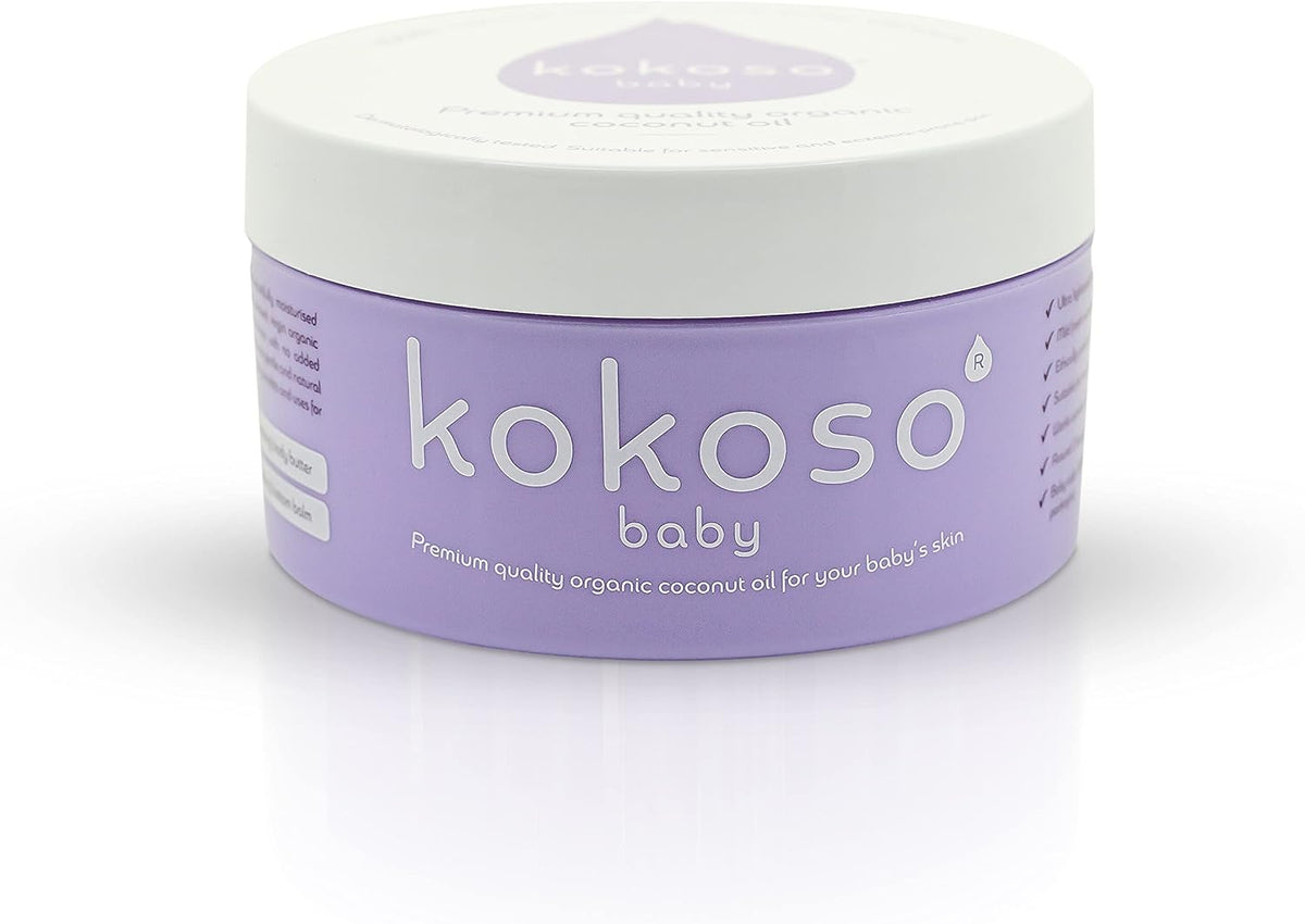 Kokoso Baby Organic Coconut Oil - Moisturising 100% Natural Baby Oil for Baby Massage, Dry, Sensitive and Normal Baby Skin - 200ml