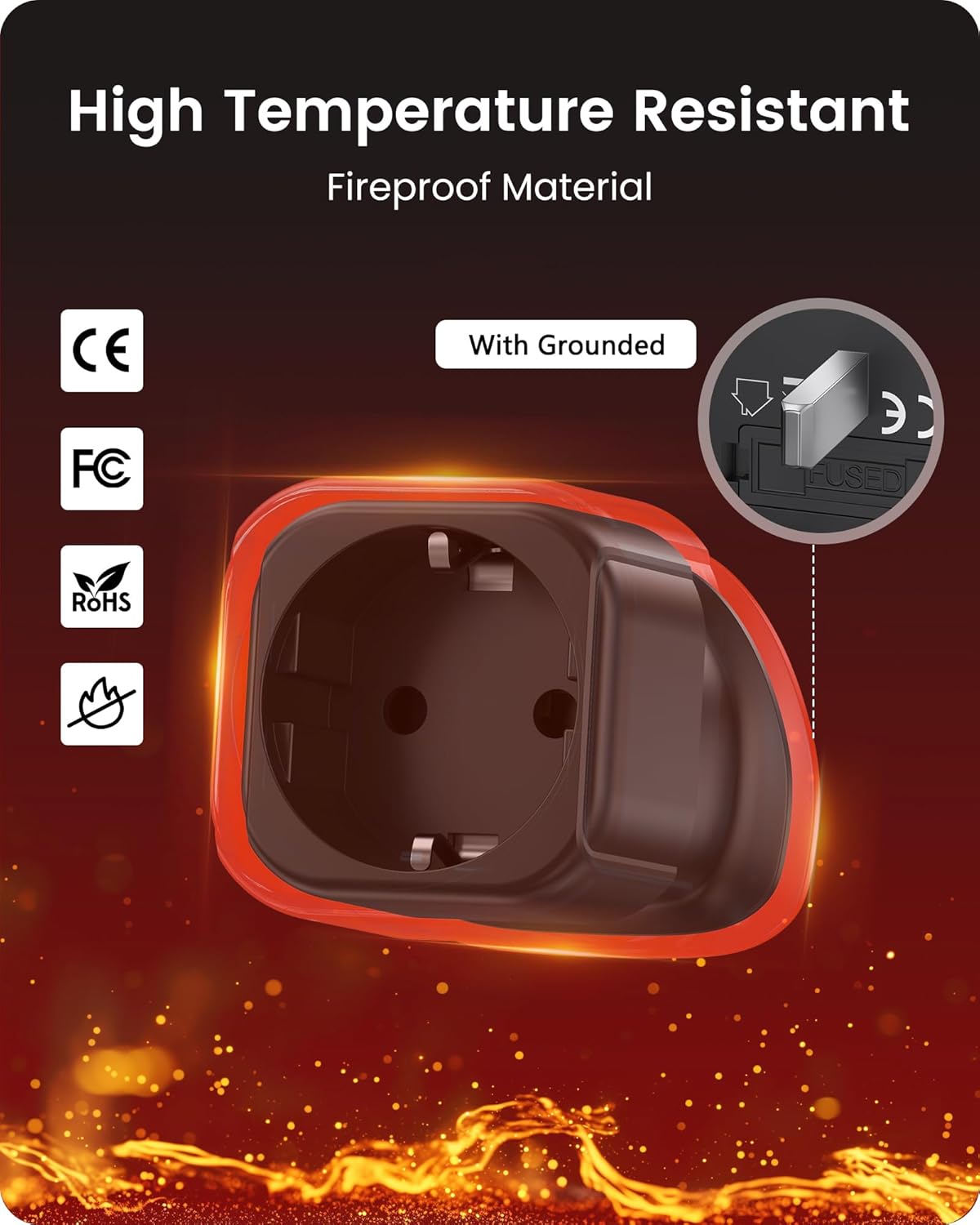 LENCENT 2 Pack EU to UK Plug Adapter,Black