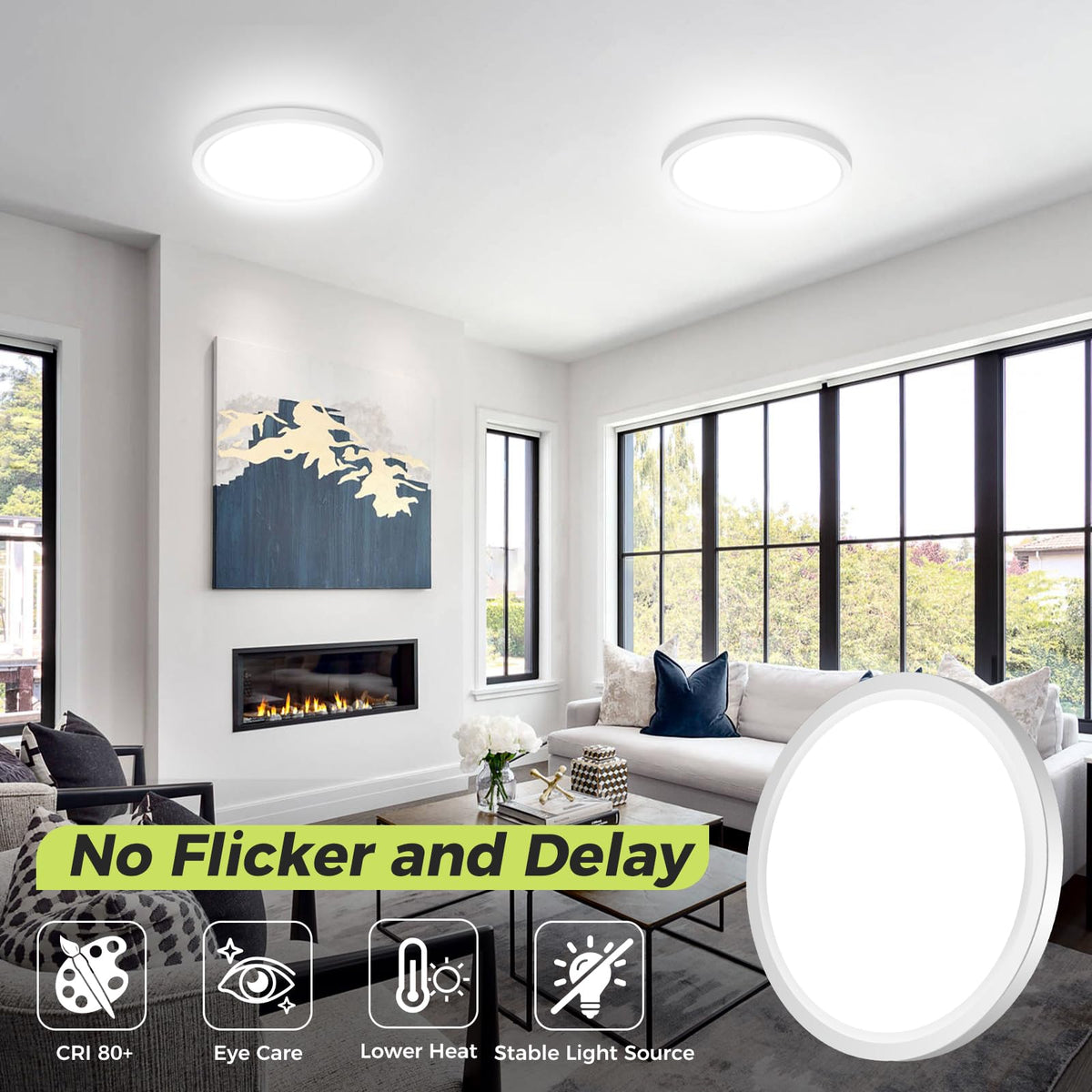 hepside 2 Pack Bathroom Ceiling Light 30cm, 3000K/3500K/4000K/5000K/6500K 5CCT LED Ceiling Lights, 24W, Modern, Waterproof, Round Flush Mount for Bathroom, Kitchen, Bedroom, Hallway