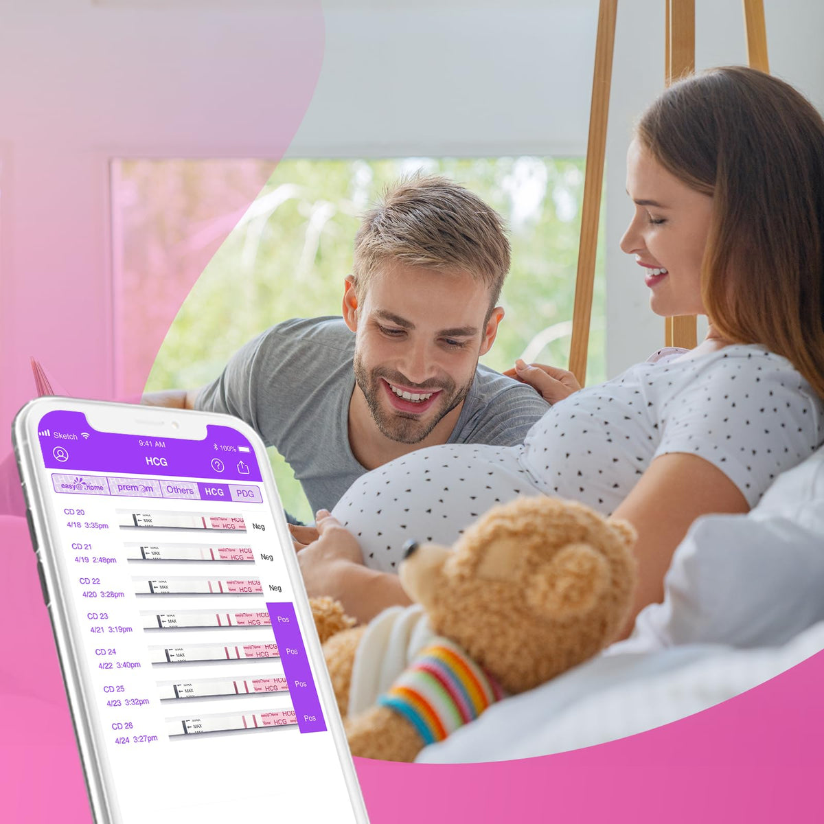 Easy@Home 20 Pregnancy Test Strips for Early Detection, Premom App Support