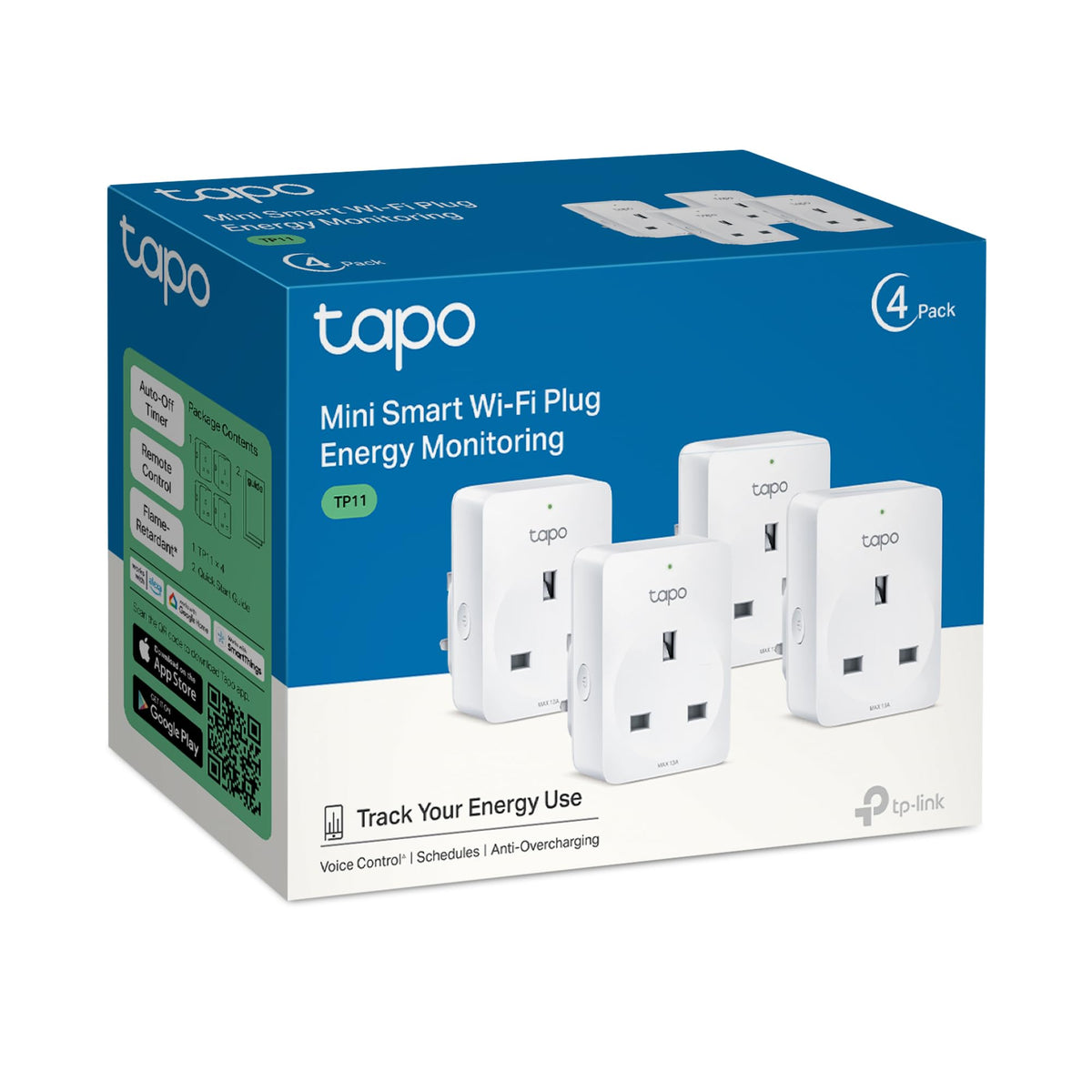 Tapo P100(4-pack) Smart Plug, Mini WiFi Plug Works with Alexa & Google