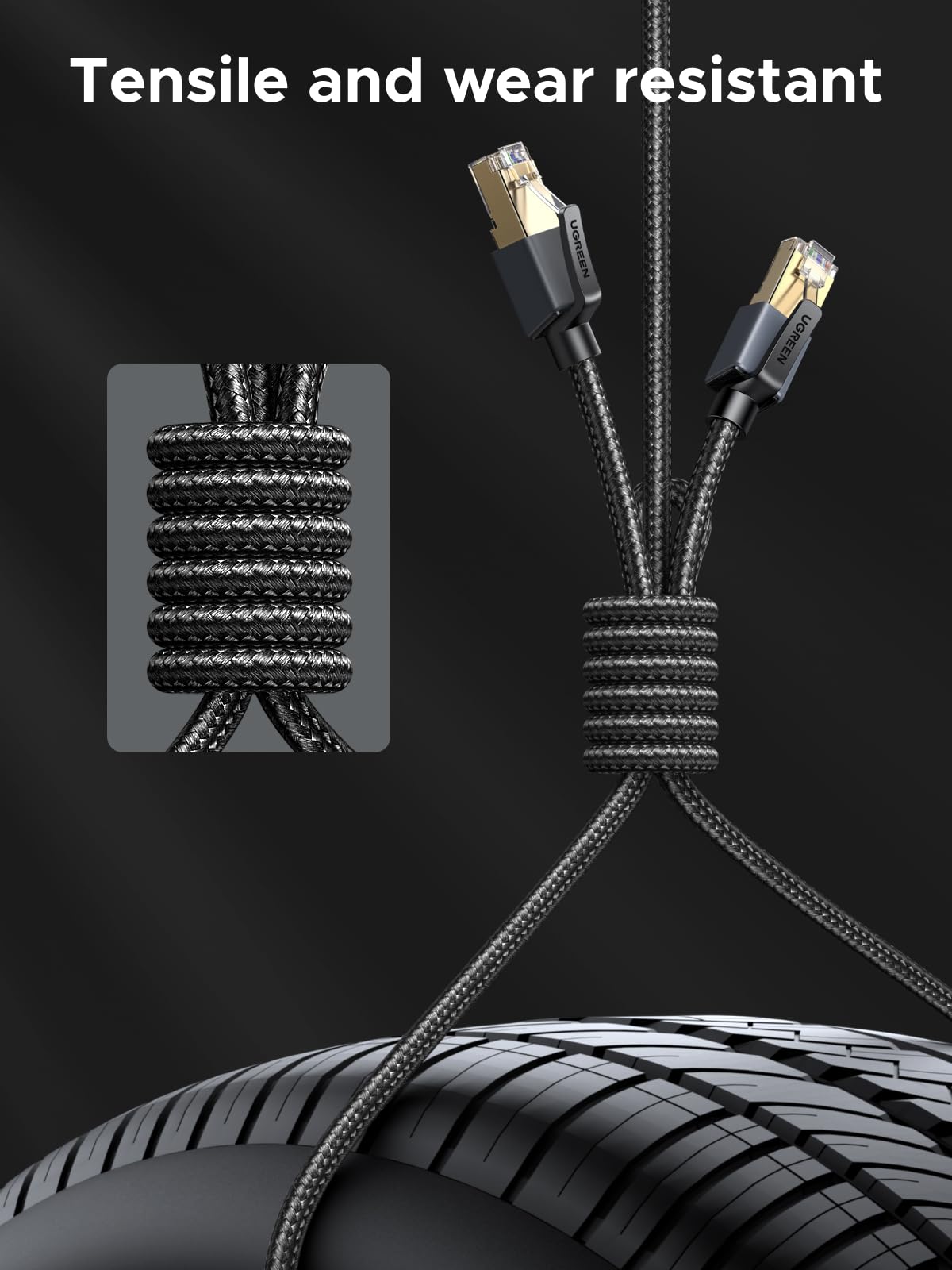 UGREEN Ethernet Cable 2m, Cat 8 High-Speed 40Gbps Internet Cable Braided